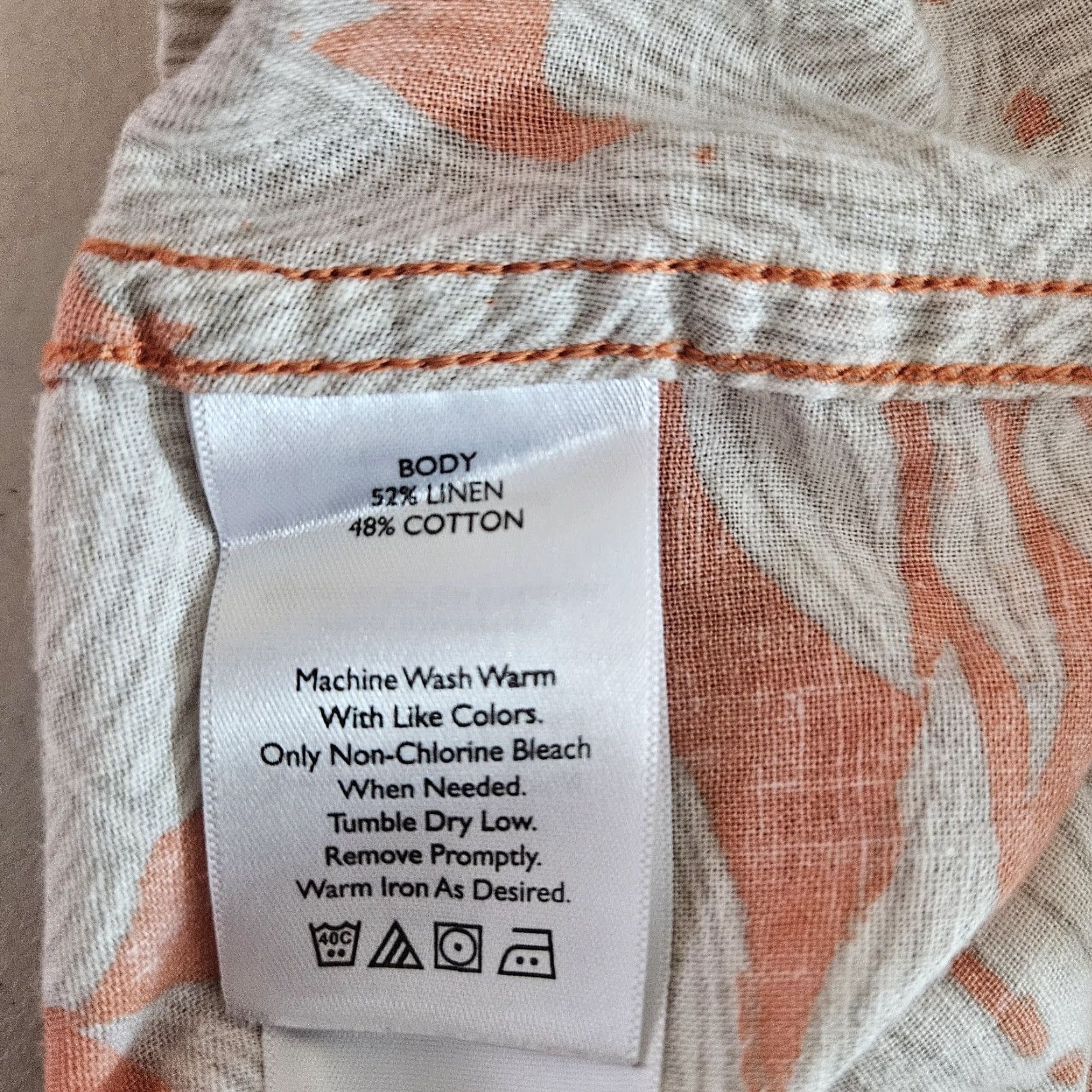 Eddie Bauer Eddie Bauer Button-Up Shirt Mens Small Orange Linen Blend Leaf Print Cotton Linen Top Shirt Mens Small Orange Tan Leaf Print Linen Blend Size US S / EU 44-46 / 1 - 4 Thumbnail