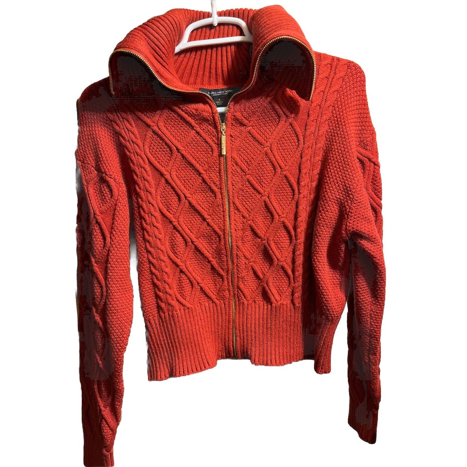 Andrew Marc Andrew Marc New York Women’s S Zip Cowl Neck Sweater Orange Size S / US 4 / IT 40 - 1 Thumbnail