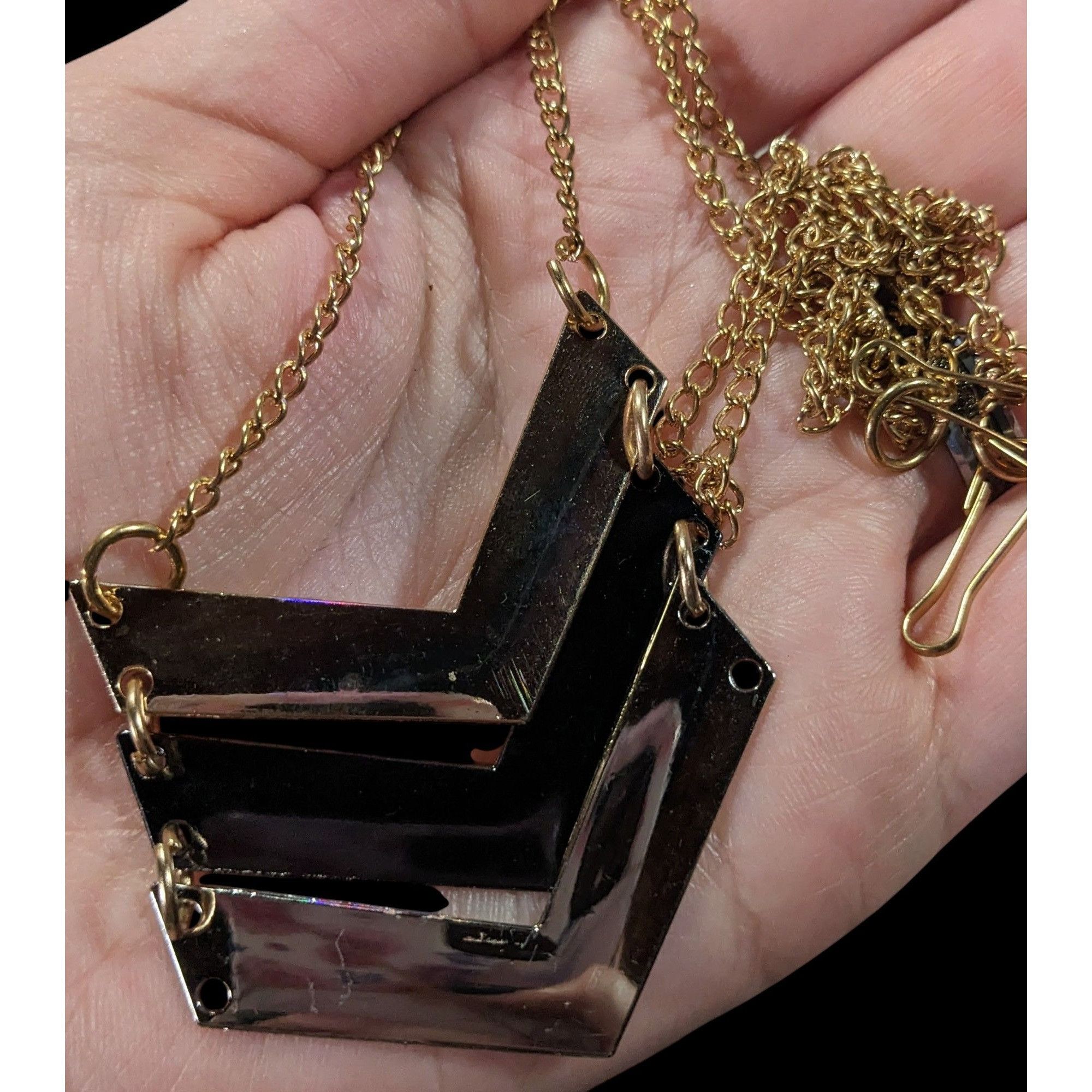 Other Multi Metallic Chevron Charm Pendant Necklace Size ONE SIZE - 4 Thumbnail