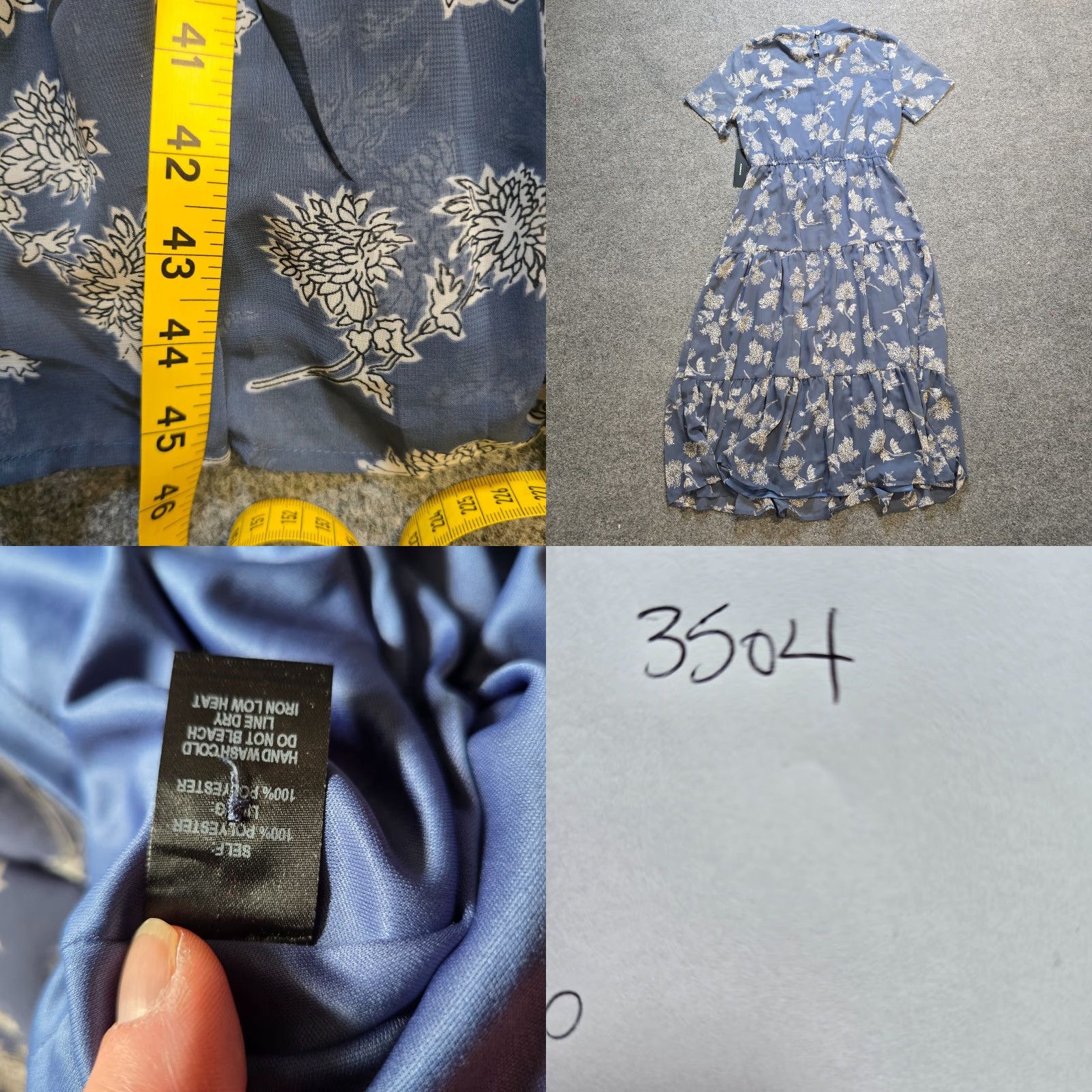 Lulus Lulus Dress Maxi Boho Prairie Floral Blue Lined Tiered Sheer Chiffon, Short Cap Sleeve, High Neck, Zip, Regular, Women, Size M Size M / US 6-8 / IT 42-44 - 8 Thumbnail
