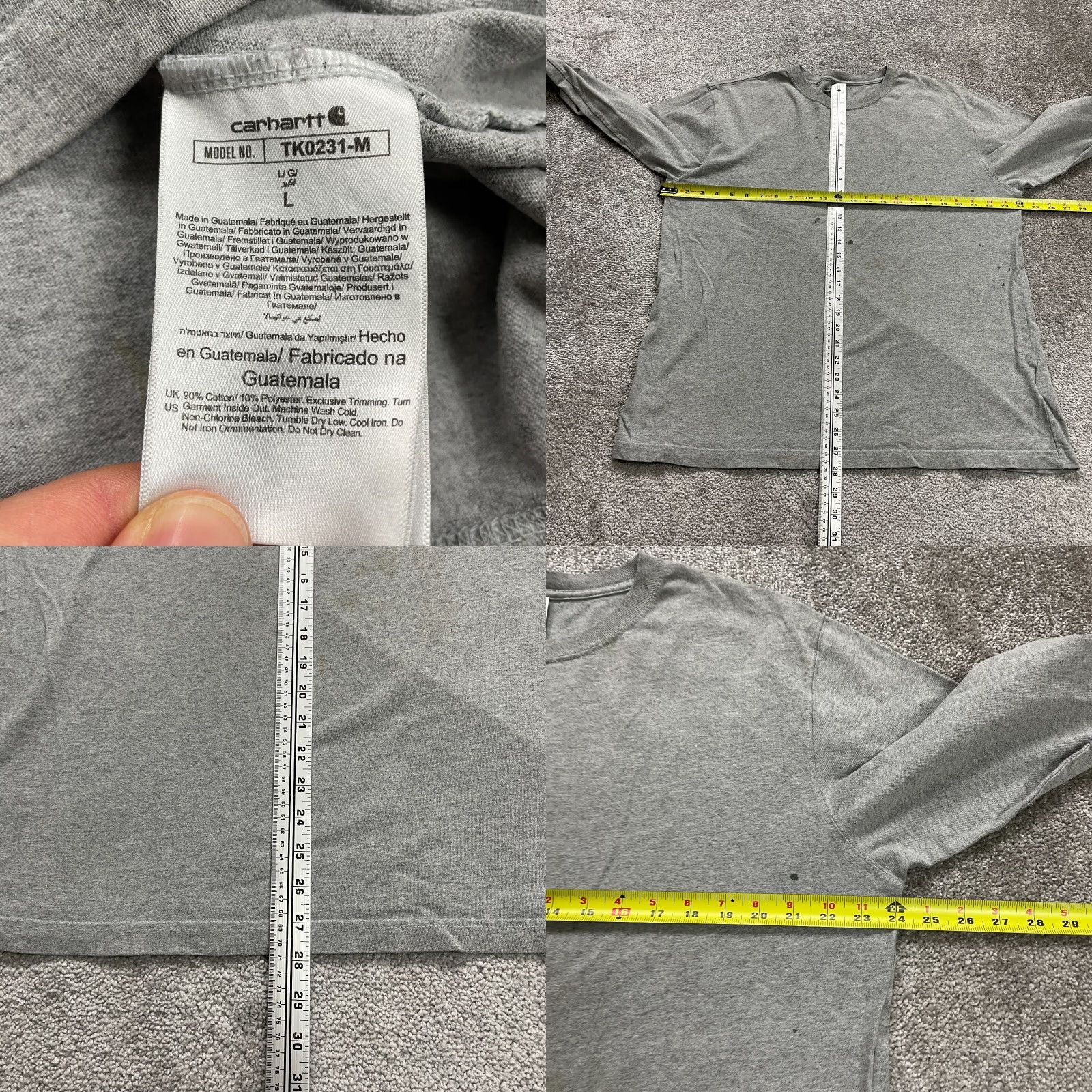 Carhartt VINTAGE Carhartt Loose Fit Long Sleeve Tee Mens Large Gray Crew Neck Long Sleeve T-Shirt Size US L / EU 52-54 / 3 - 9 Thumbnail