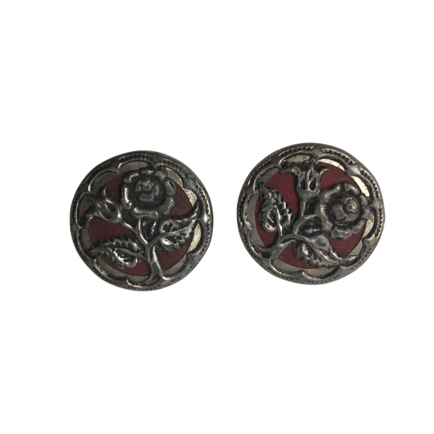 Other Women's Vintage Round Silver Tone Flower buttons (2) Size ONE SIZE - 1 Thumbnail