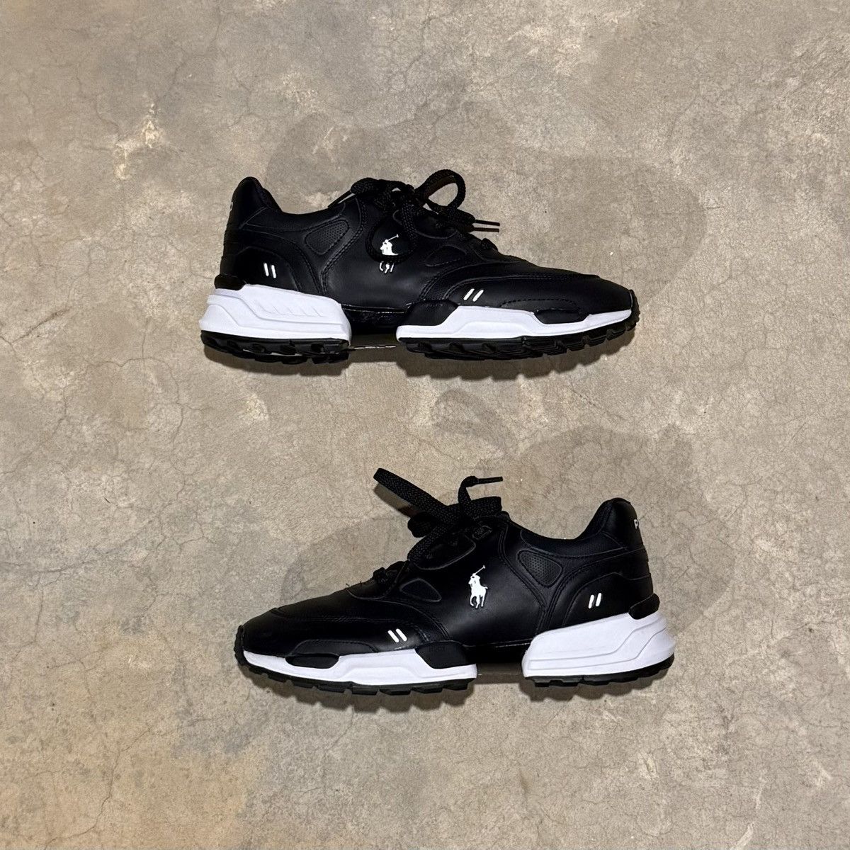Polo Ralph Lauren Polo Ralph Lauren Pony Black Leather Jogger Sneakers US 10.5 Size US 10.5 / EU 43-44 - 3 Thumbnail