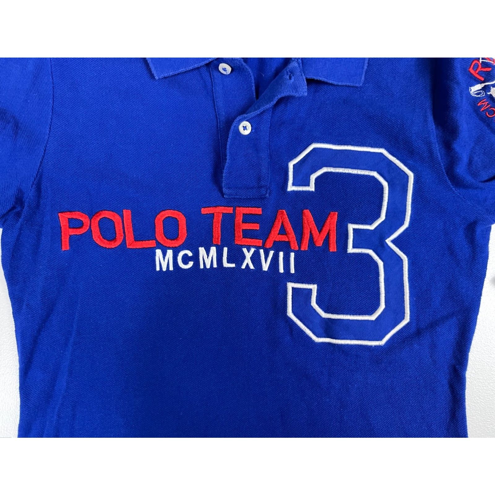 Ralph Lauren Ralph Lauren Women's The Skinny Polo Shirt Long Sleeve Embroidered Sz M Blue Cotton 100% Polo Shirt Vintage: No Size M / US 6-8 / IT 42-44 - 6 Thumbnail