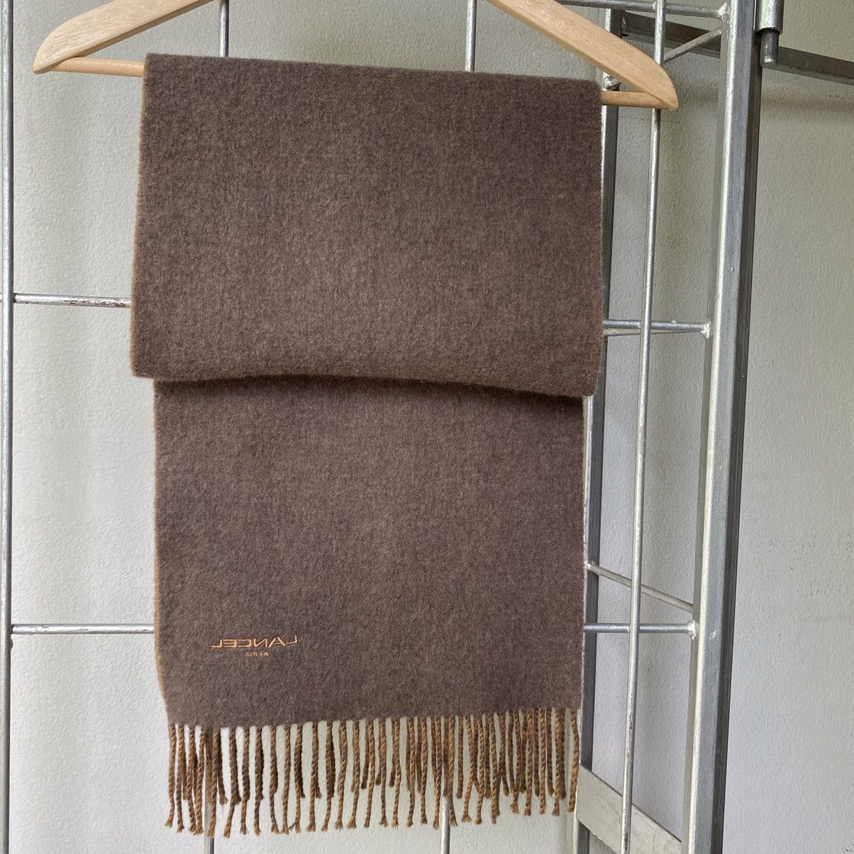 Lancel LANCEL Embroidered Edge Wool Scarf in Mocha & Taupe Size ONE SIZE - 12 Thumbnail