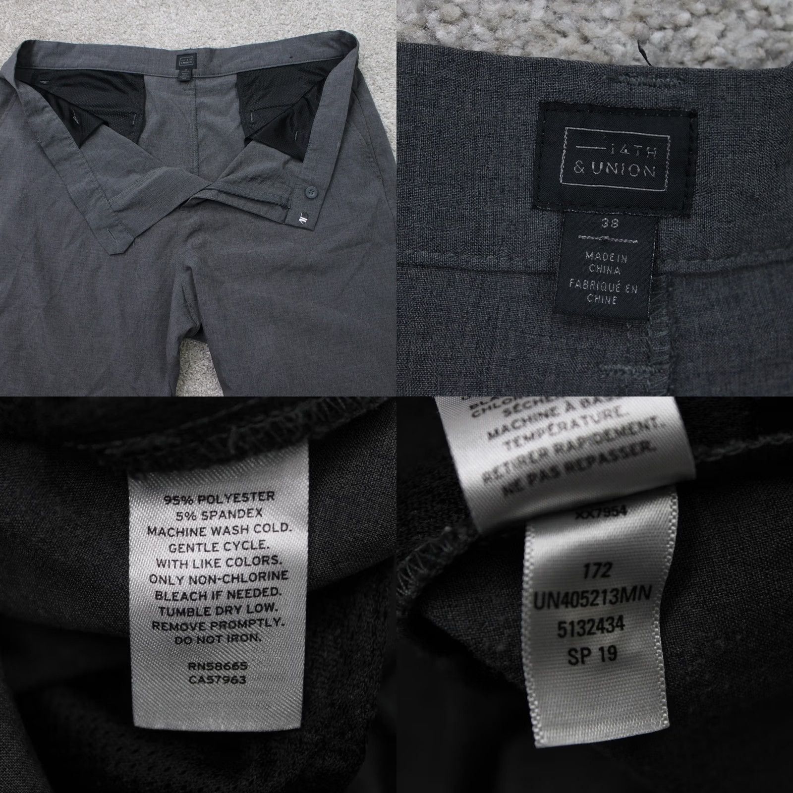 Vintage 14th & Union Mens 38 Gray Polyester Stretch Performance Shorts 9" Inseam Size US 38 / EU 54 - 8 Thumbnail