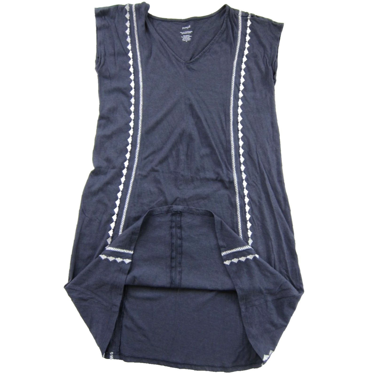 J. Jill J.Jill Blue White Embroidered Stretch V-Neck Cap Sleeve Shift Tunic Dress XS Size XS / US 0-2 / IT 36-38 - 5 Thumbnail