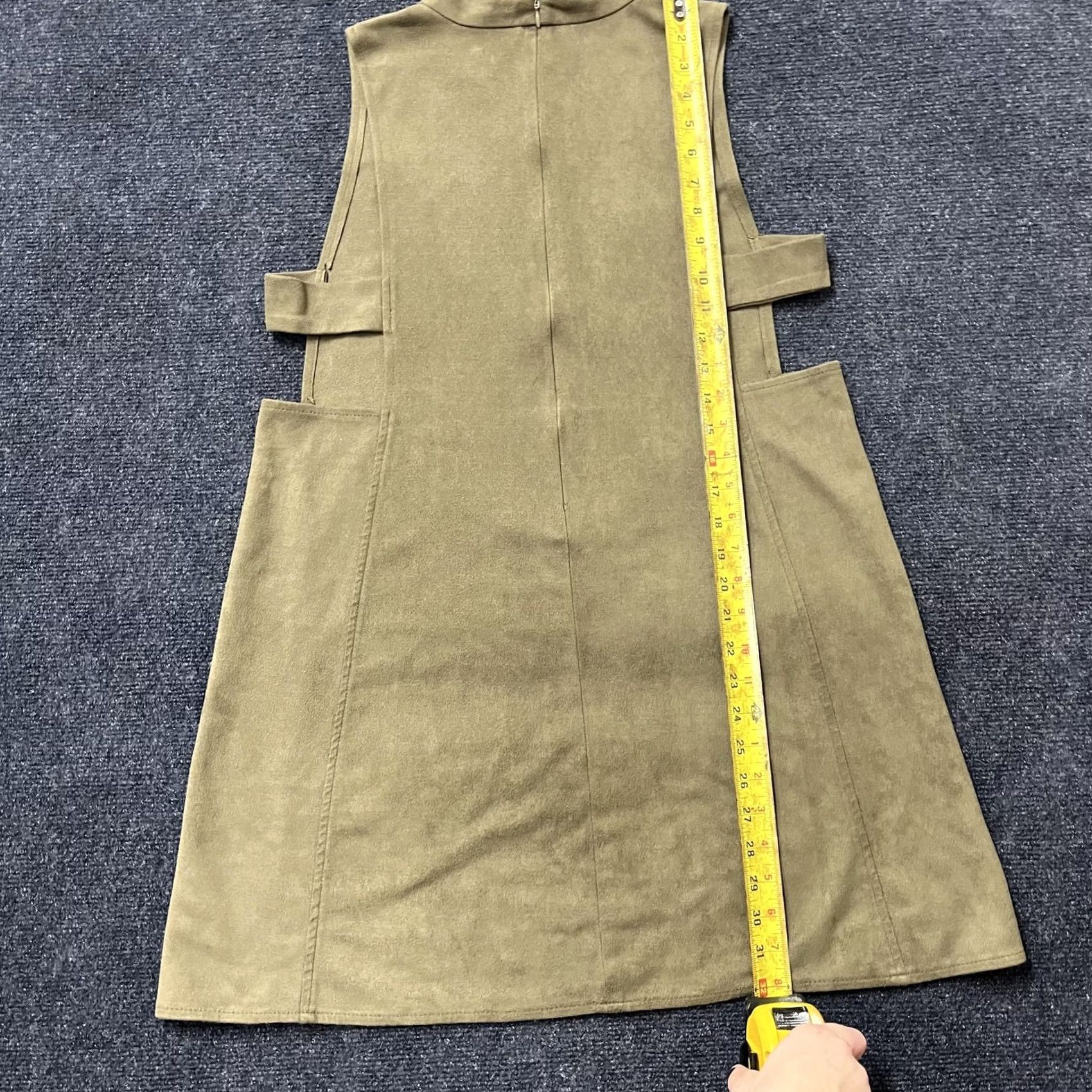 Vintage Wishlist Green Faux Suede Sleeveless Mock Neck Shift Mini Dress Womens Medium Size M / US 6-8 / IT 42-44 - 6 Thumbnail