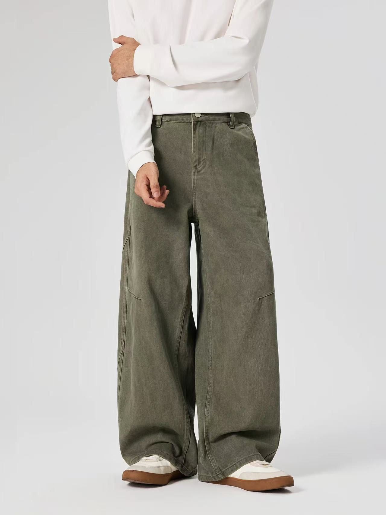 Japanese Brand Retro Men's Loose Casual Wide-Leg Straight-Leg Jeans Size US 32 / EU 48 - 2 Thumbnail