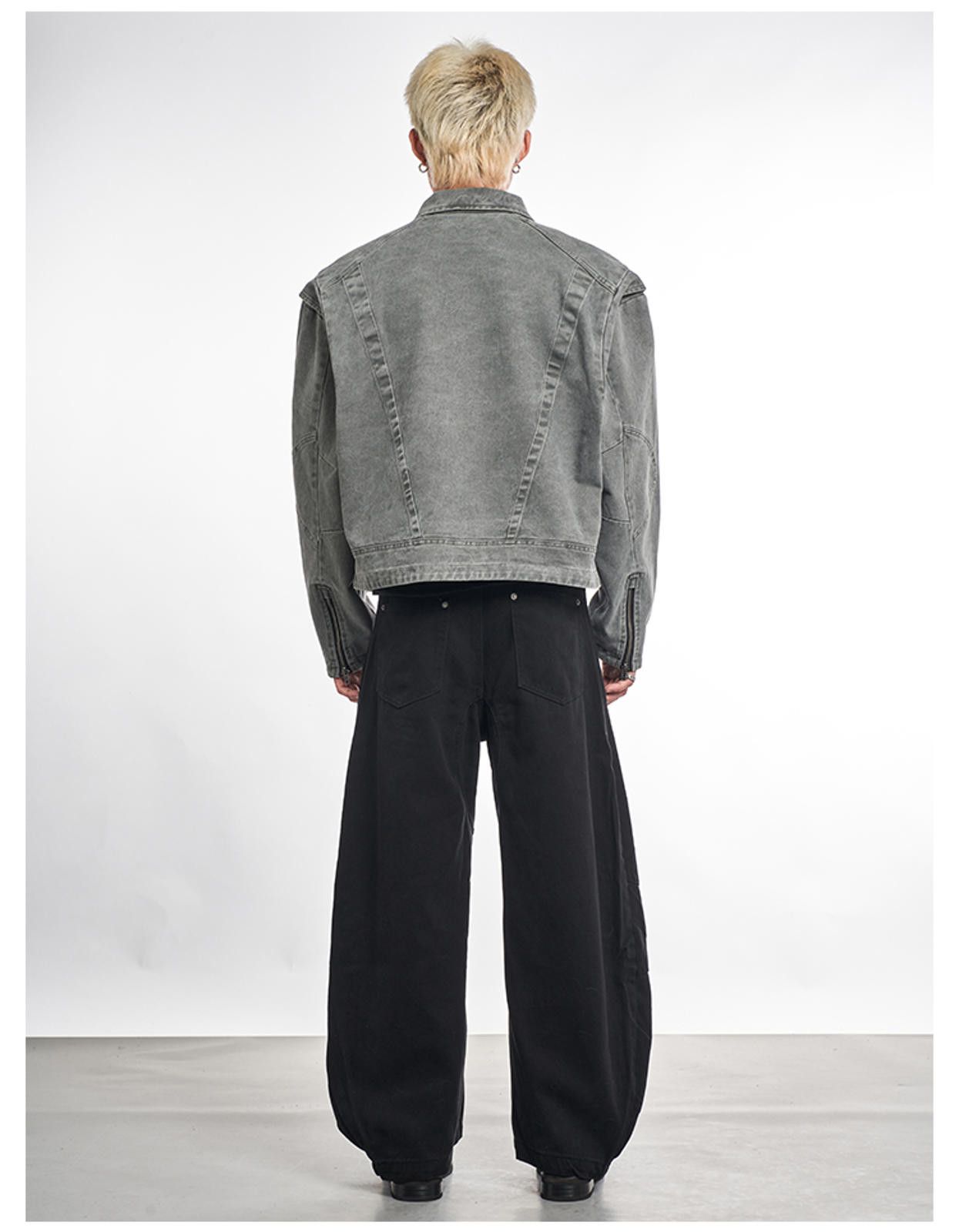 Other Ribbed Cropped Denim Jacket - Gray Size US M / EU 48-50 / 2 - 6 Thumbnail