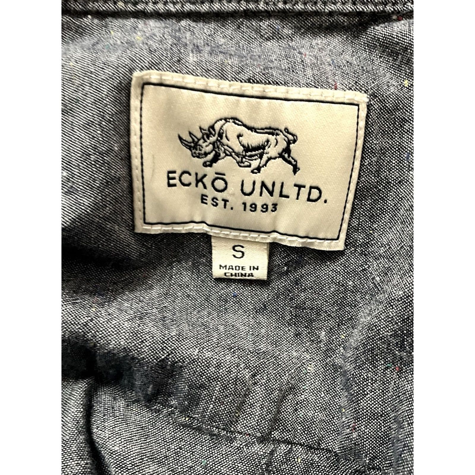 Ecko Unltd. Ecko Unltd. Shirt Men S Long Sleeve Gray Cotton Button-Up Solid Casual Color Gray Size US S / EU 44-46 / 1 - 5 Thumbnail