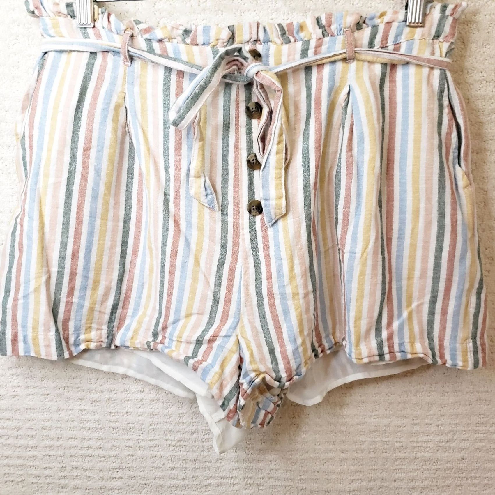 American Eagle Outfitters American Eagle Outfitters Shorts Multicolor Stripe Drawstring Elastic Waist XL Women Size 24" / US 00 / IT 34 - 2 Thumbnail