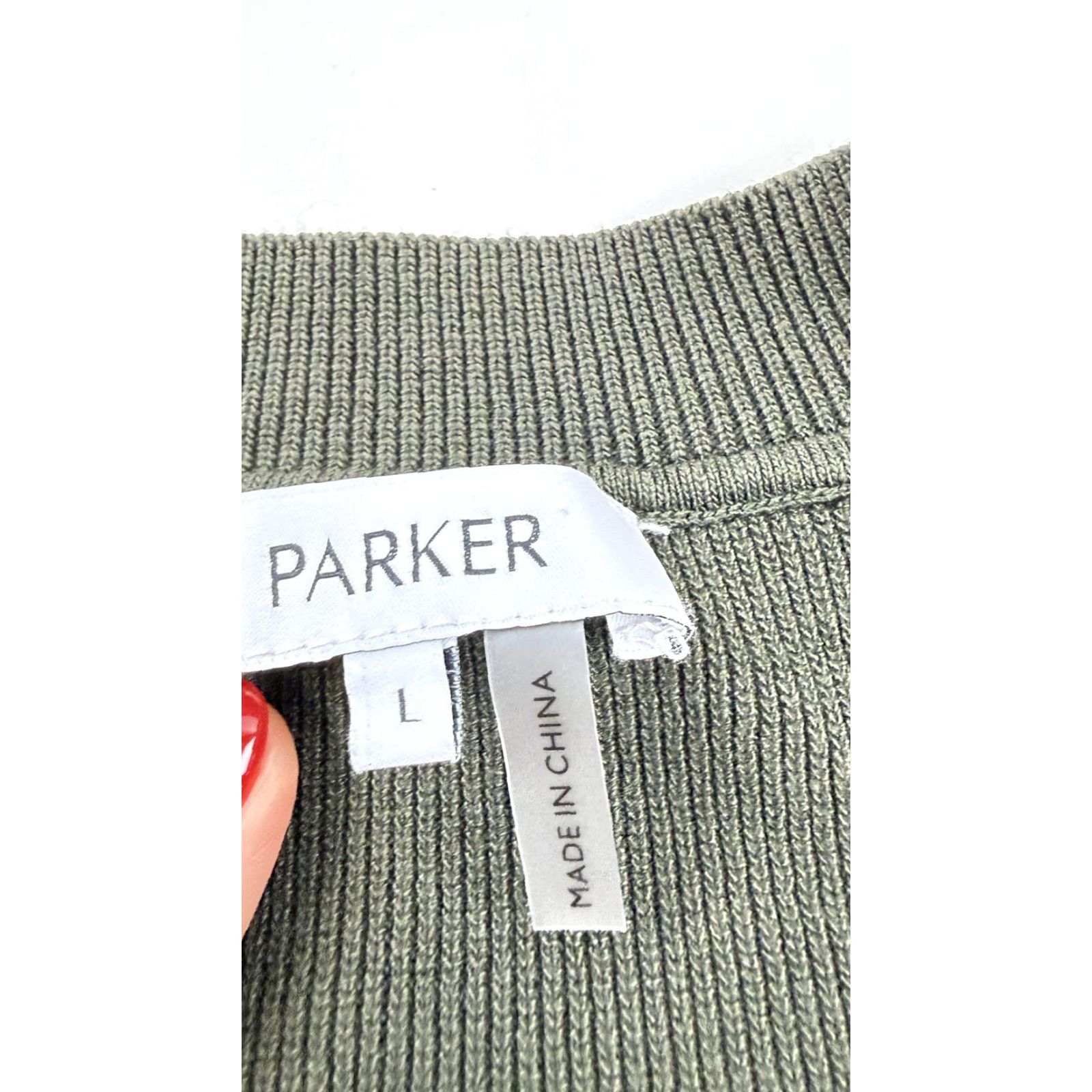 Parker Parker Sweater Womens Large Olive Green V Neck Rib Knit Long Sleeve Pullover Size L / US 10 / IT 46 - 5 Thumbnail