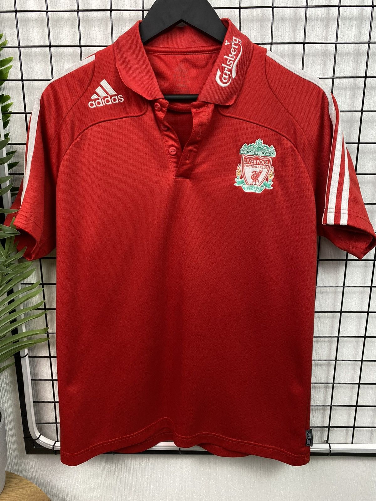 Vintage Adidas 2008 Liverpool Red Carlsberg Polo TShirt Soccer Men M Size US M / EU 48-50 / 2 - 5 Thumbnail