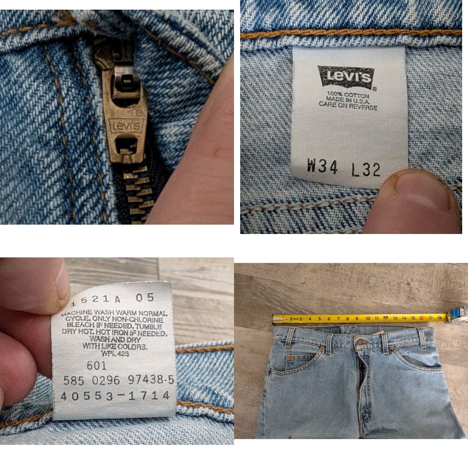 Levi's VINTAGE Levi's 553 Jeans Mens 34x32 Light Wash Distressed 90s White Tab USA Denim 5-Pocket Regular Spring Fall Winter Shoes? Size US 34 / EU 50 - 8 Thumbnail