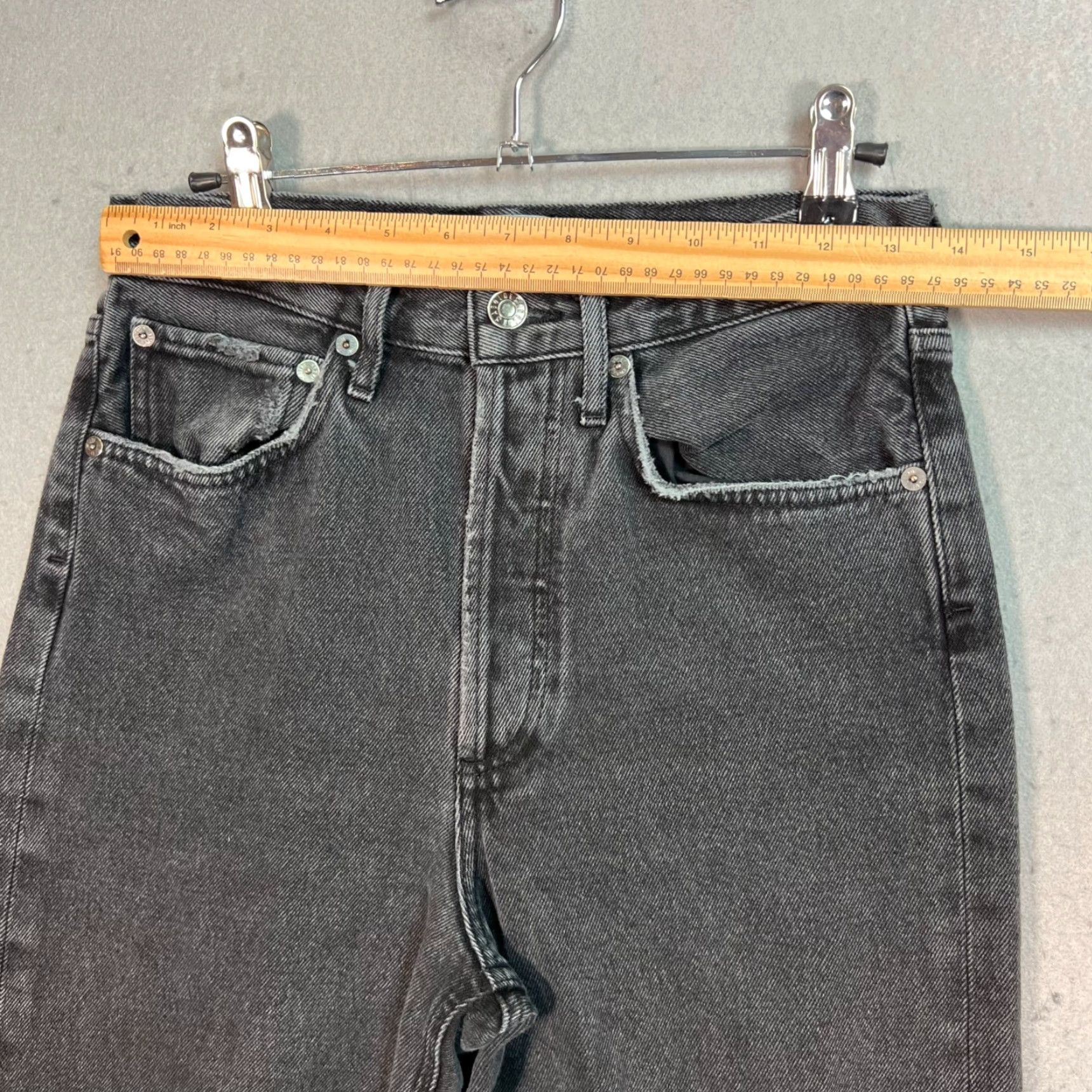Agolde VINTAGE AGOLDE Womens Distressed High-Waisted Black Denim Jeans Size 25 Size 42" / US 20 - 5 Thumbnail