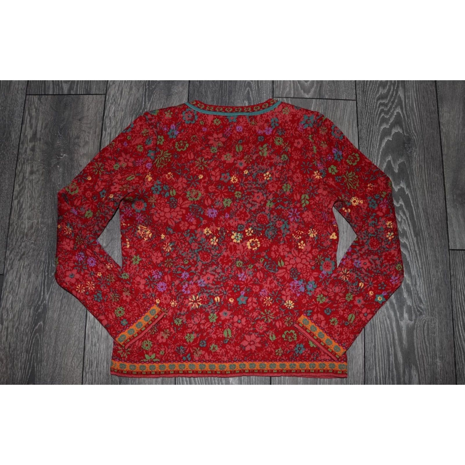 Vintage IVKO WOMEN CARDIGAN LONGSLEEVE SWEATER BUTTON UP RED XL 100% MERINO WOOL Size XL / US 12-14 / IT 48-50 - 8 Thumbnail