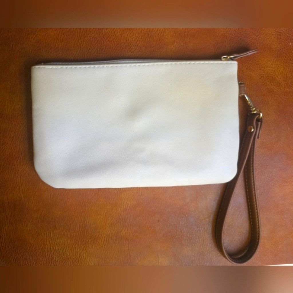 The Unbranded Brand Stone & Co. Elegant White and Blue Wristlet/Cosmetic Bag Size ONE SIZE - 4 Thumbnail