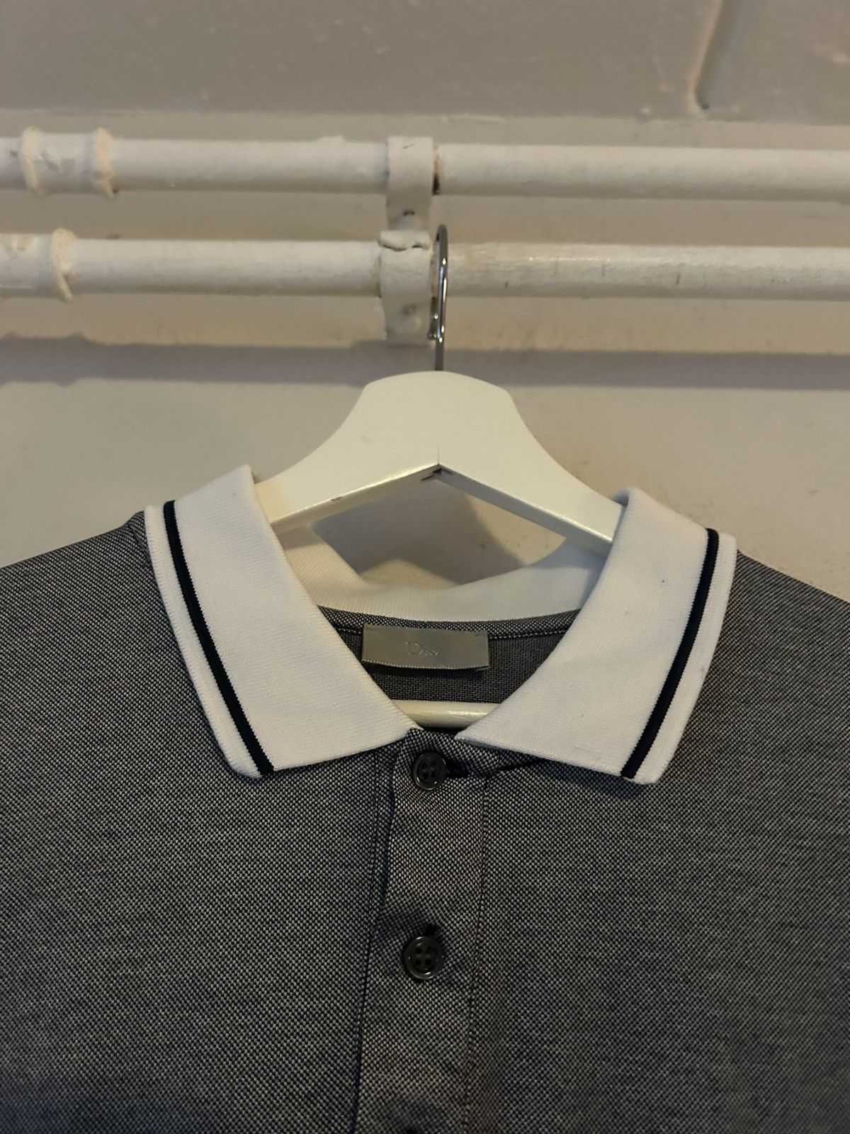 Dior Dior Silver Gray Polo Shirt with White Trim - Size L Size US L / EU 52-54 / 3 - 2 Thumbnail