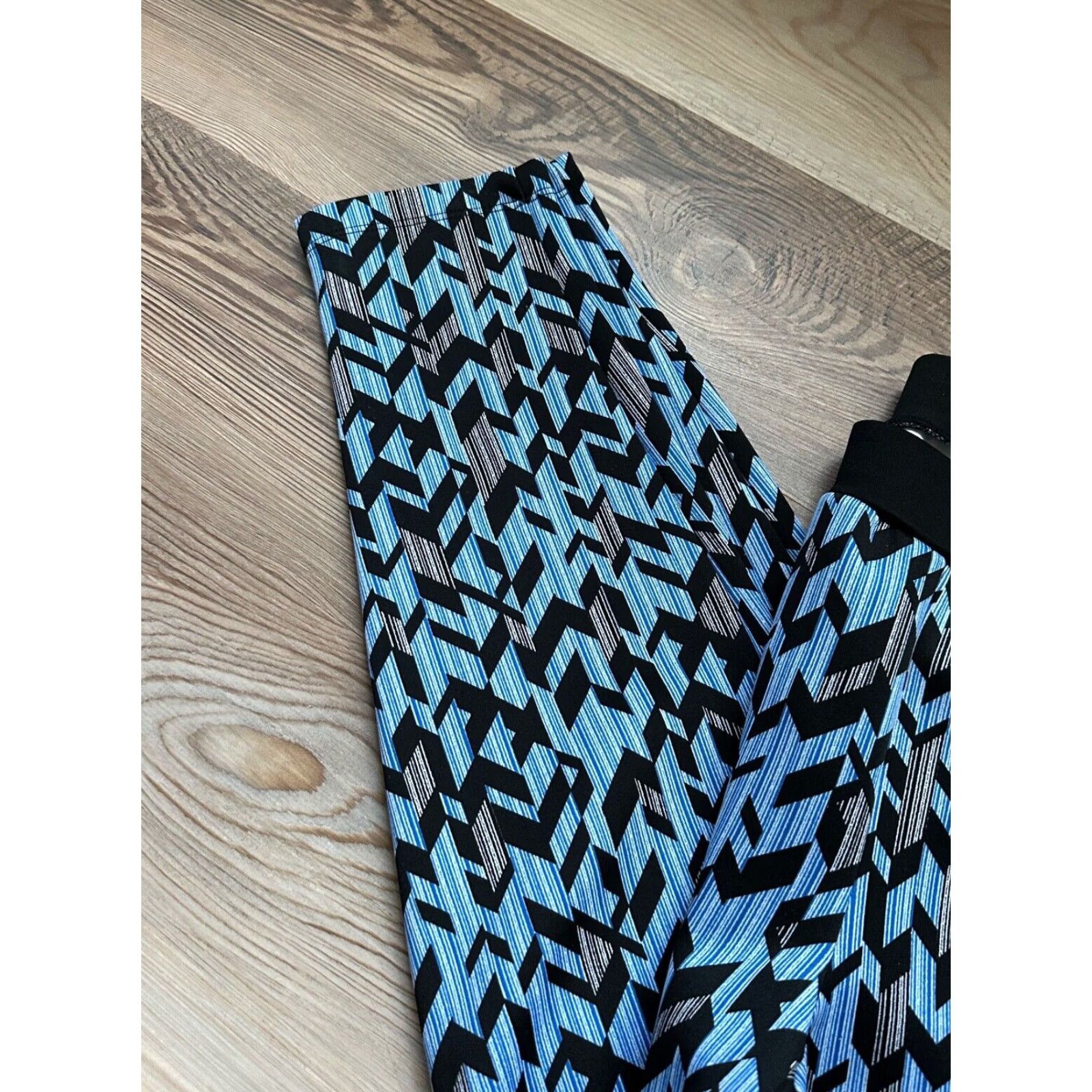 Vintage New Directions Pants Straight Leg Geometric Print Blue & Black Size XL Size 40" / US 18 - 2 Thumbnail