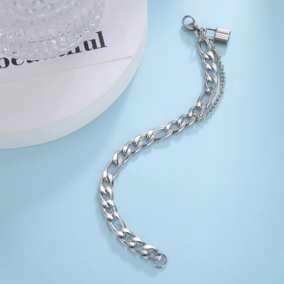 Jewelry Creative Double Layer Cuban Chain Bracelet Size ONE SIZE - 6 Thumbnail
