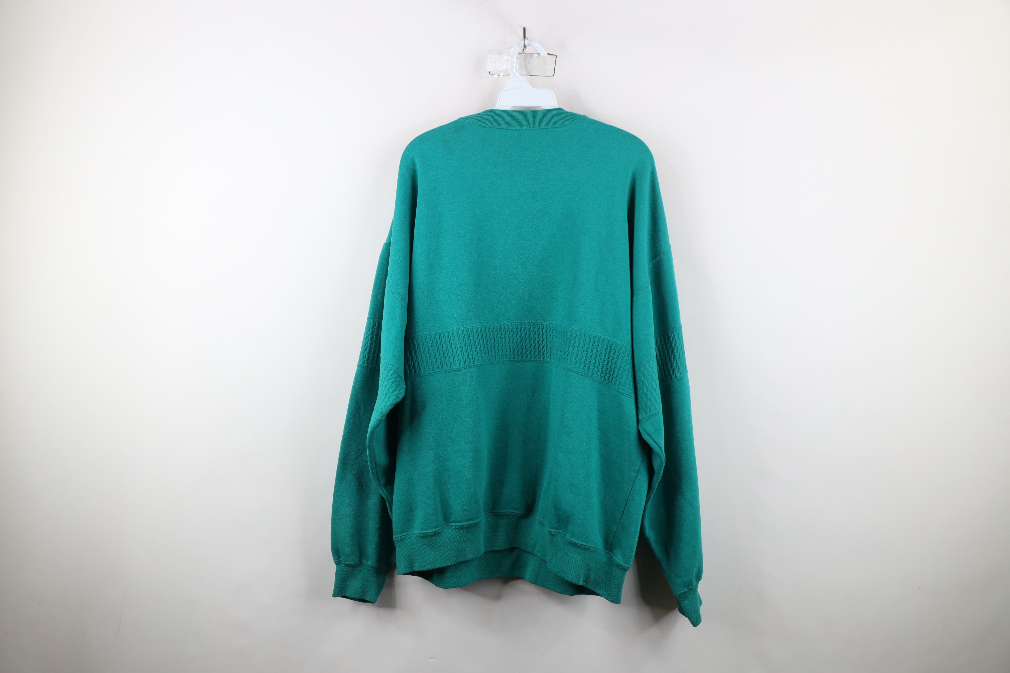 Vintage Vintage 90s Streetwear Textured Crewneck Sweatshirt Teal Size US XL / EU 56 / 4 - 11 Thumbnail