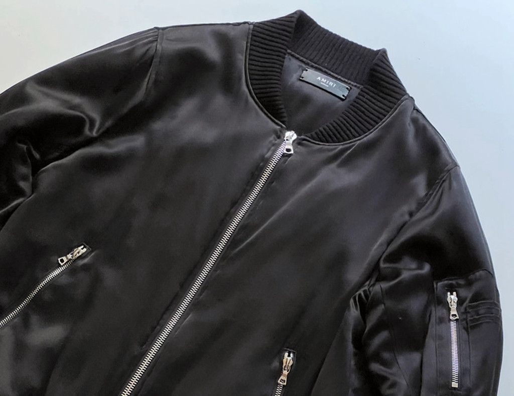 Amiri Amiri Black Silk Bomber Jacket Size US M / EU 48-50 / 2 - 14 Thumbnail