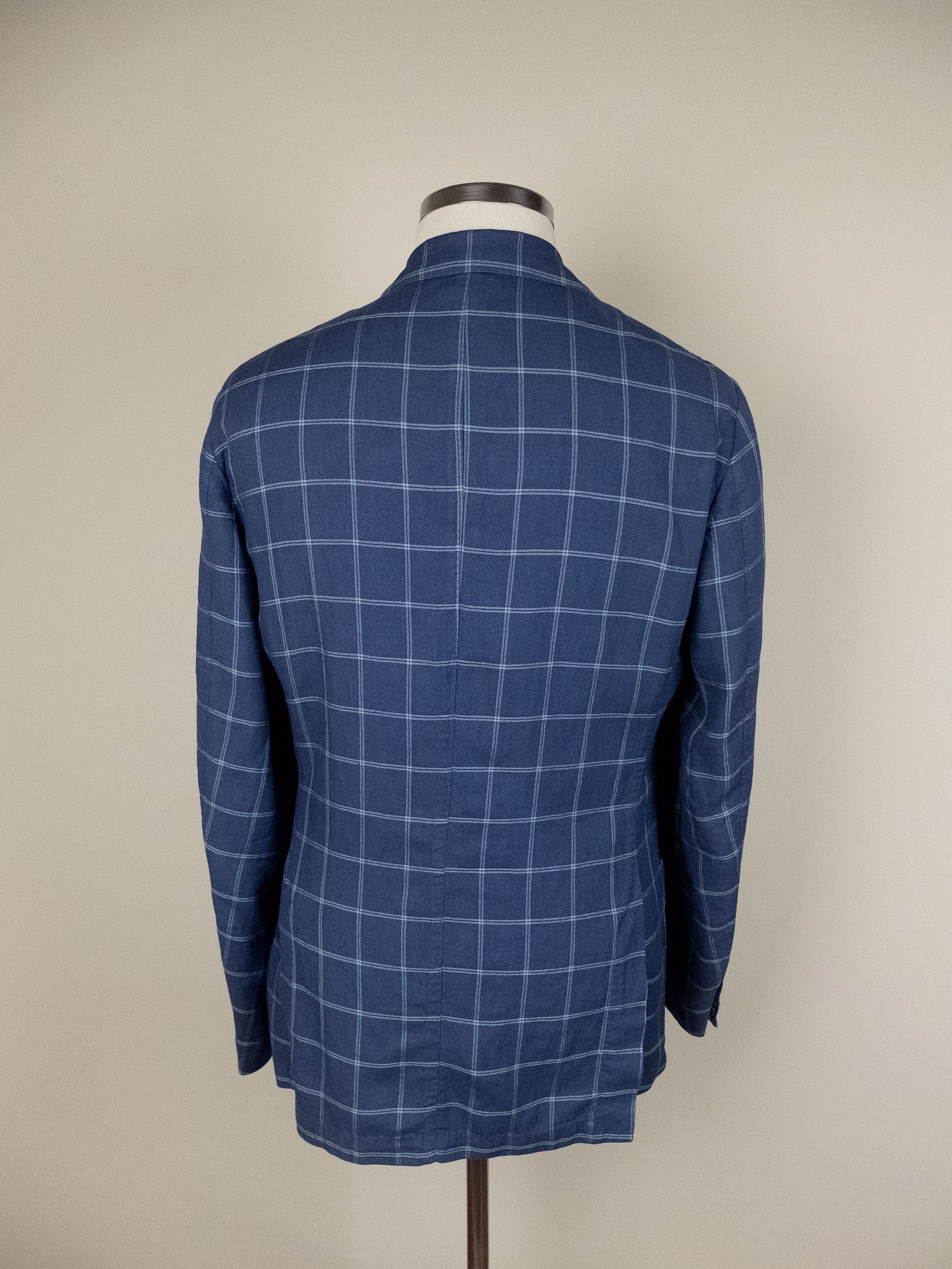 Corneliani CORNELIANI ID blue windowpane linen wool silk sportcoat 40 Size 40R - 3 Thumbnail