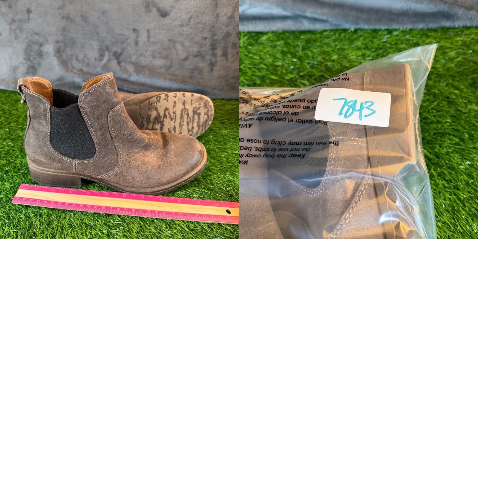 Vintage Comfortiva Distressed Brown Suede Chelsea Ankle Boots Womens 9.5M Bootie Block Heel Casual Fall Winter Bohemian 90s Leather Lining Pull On Knit? Size US 10 / IT 40 - 9 Thumbnail