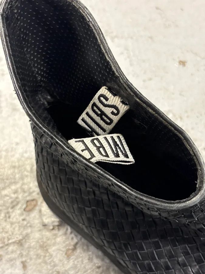 Dirk Bikkembergs Bikkembergs Black Woven Leather Interlocking Ankle Boot Size US 8 / IT 38 - 11 Thumbnail