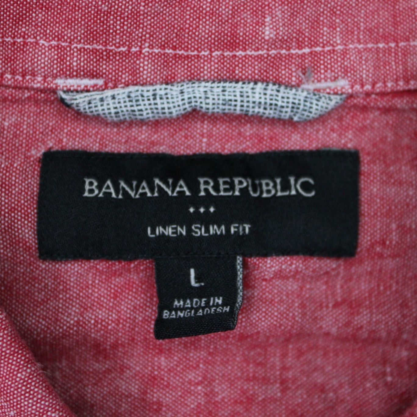 Banana Republic Banana Republic Shirt Mens Large Red Linen/Cotton Blend Button-Up Slim Fit L/S Collared Short/Long Sleeve Size US L / EU 52-54 / 3 - 7 Thumbnail