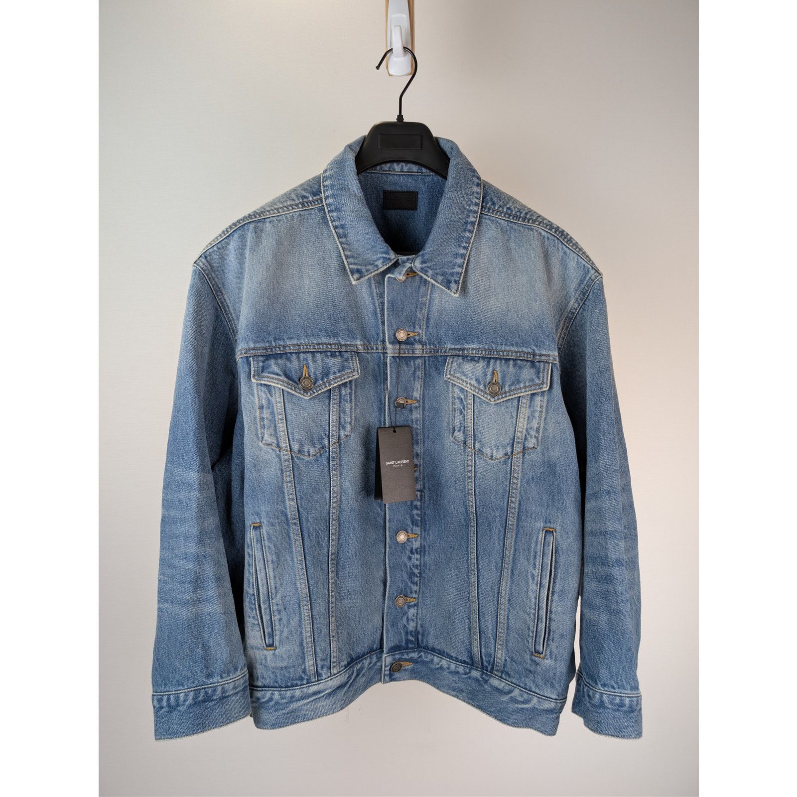 Saint Laurent Paris o1rshd1 Egg Shape Denim Jacket in Plain Lake Medium Blue Size US S / EU 44-46 / 1 - 2 Thumbnail