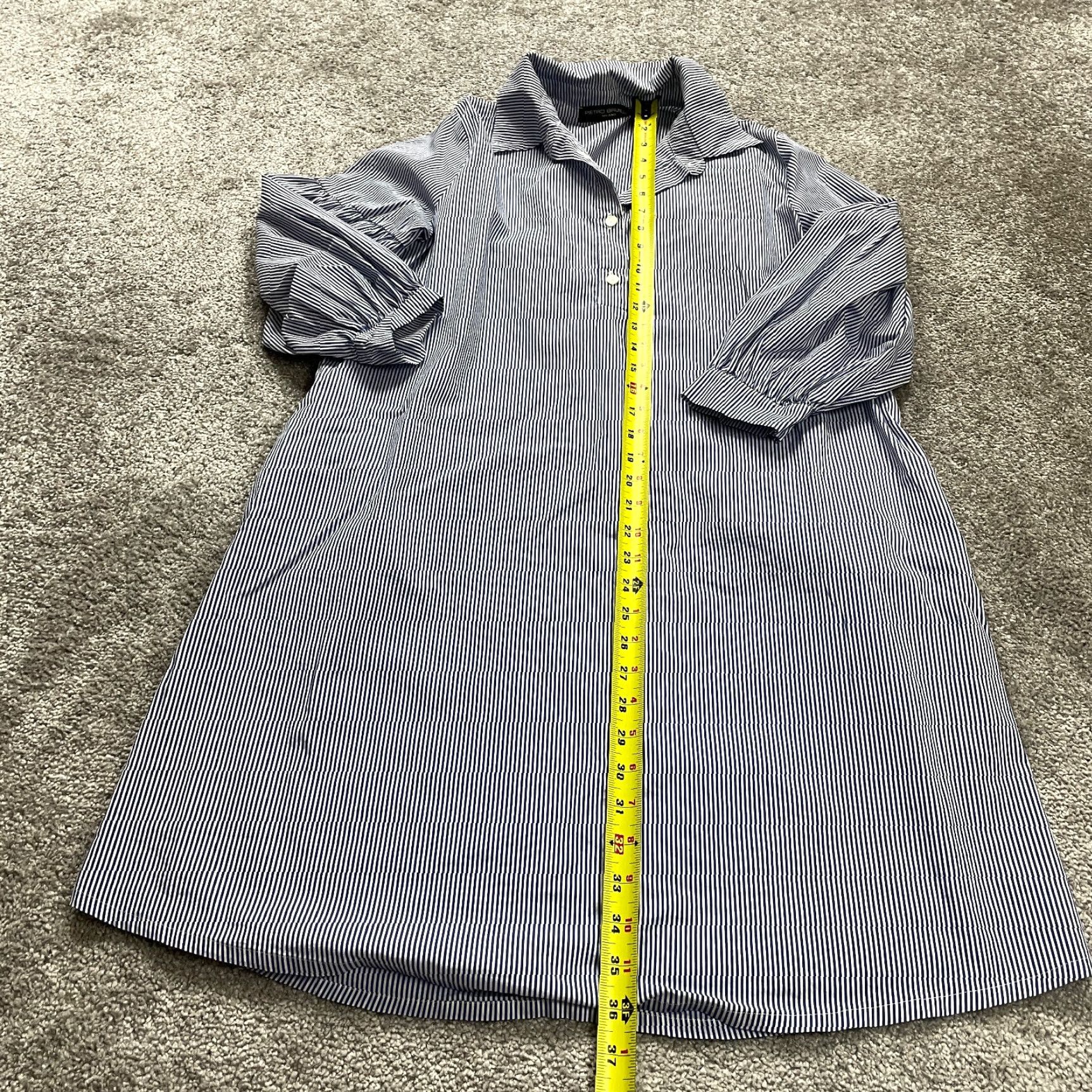 Nautica PIETRO BRUNELLI Nautical Stripe Knit Dress S Short Sleeve Cap Sleeve Collared Button Midi A-Line Womens Blue S Size S / US 4 / IT 40 - 2 Thumbnail