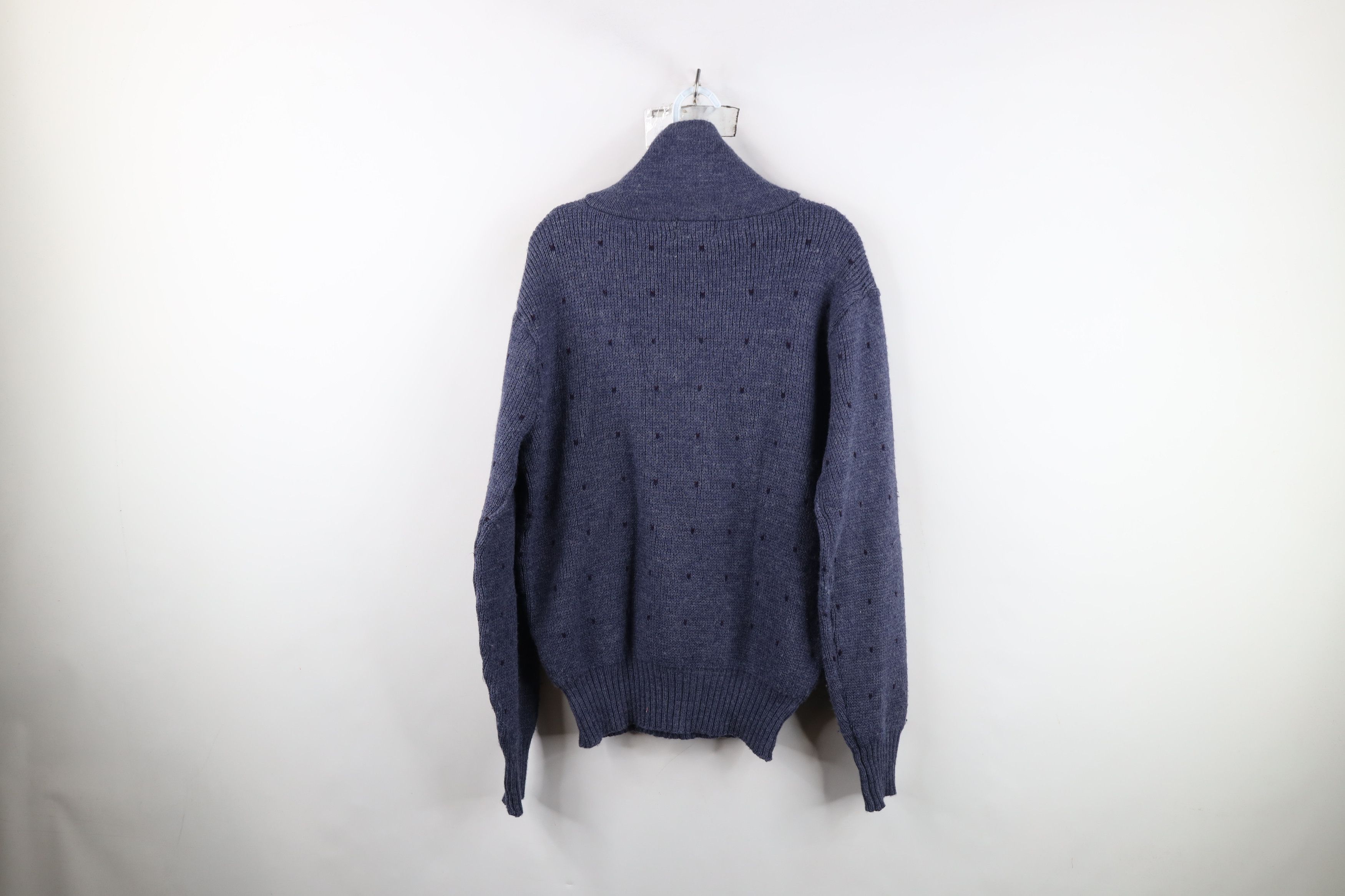 Vintage Vintage 90s Streetwear Wool Ribbed Knit Shawl Sweater Blue Size US M / EU 48-50 / 2 - 7 Thumbnail