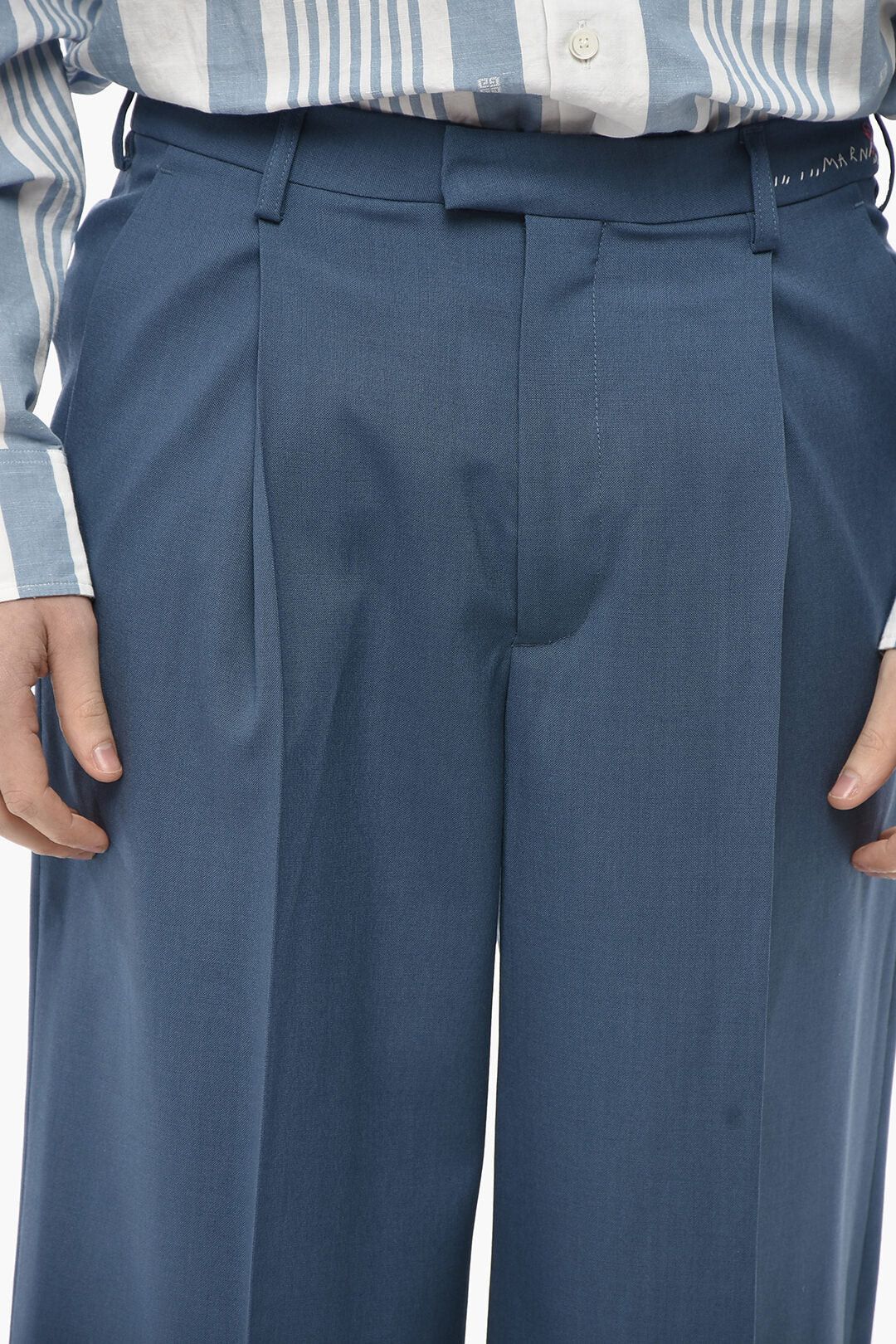 Marni og1mm0326 Mohair-Blend Pant in Light Blue Size US 32 / EU 48 - 3 Thumbnail