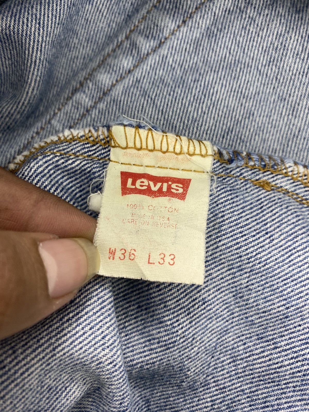 Levi's Vintage Clothing 🇺🇸1990s Vintage Levis 501 USA Straight 36x33 Light Blue Jeans Size US 33 - 9 Thumbnail