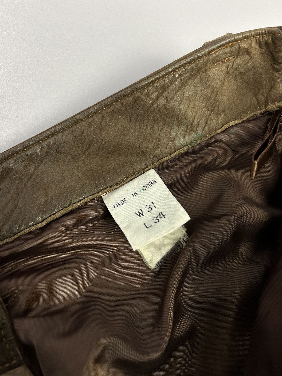 Genuine Leather × Vintage Rock n Blue Brown Leather Pants Size W31 L34 Vintage 90s Size US 31 - 6 Thumbnail