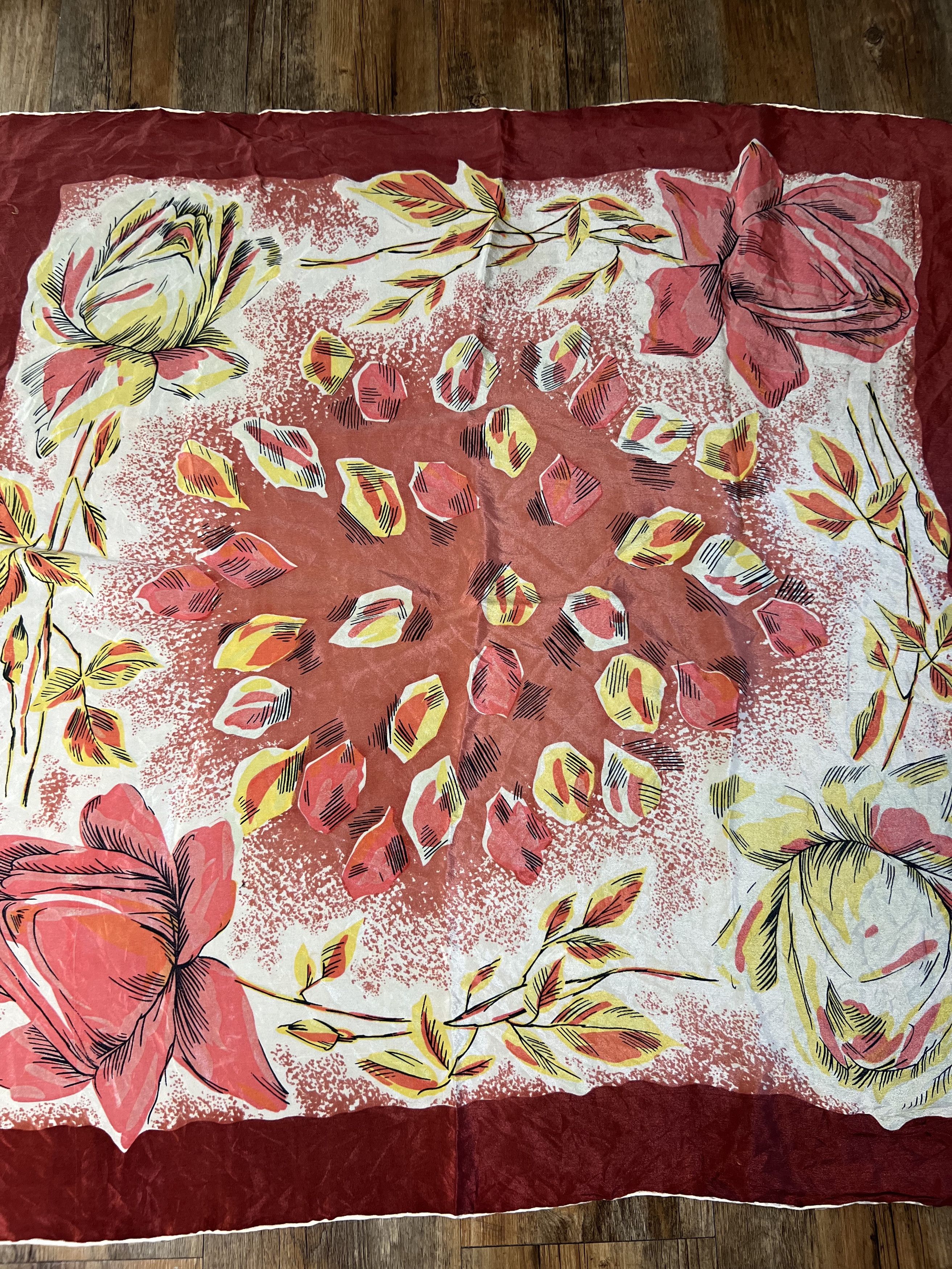 Vintage Vintage 1960's Floral Print Scarf Size ONE SIZE - 2 Thumbnail