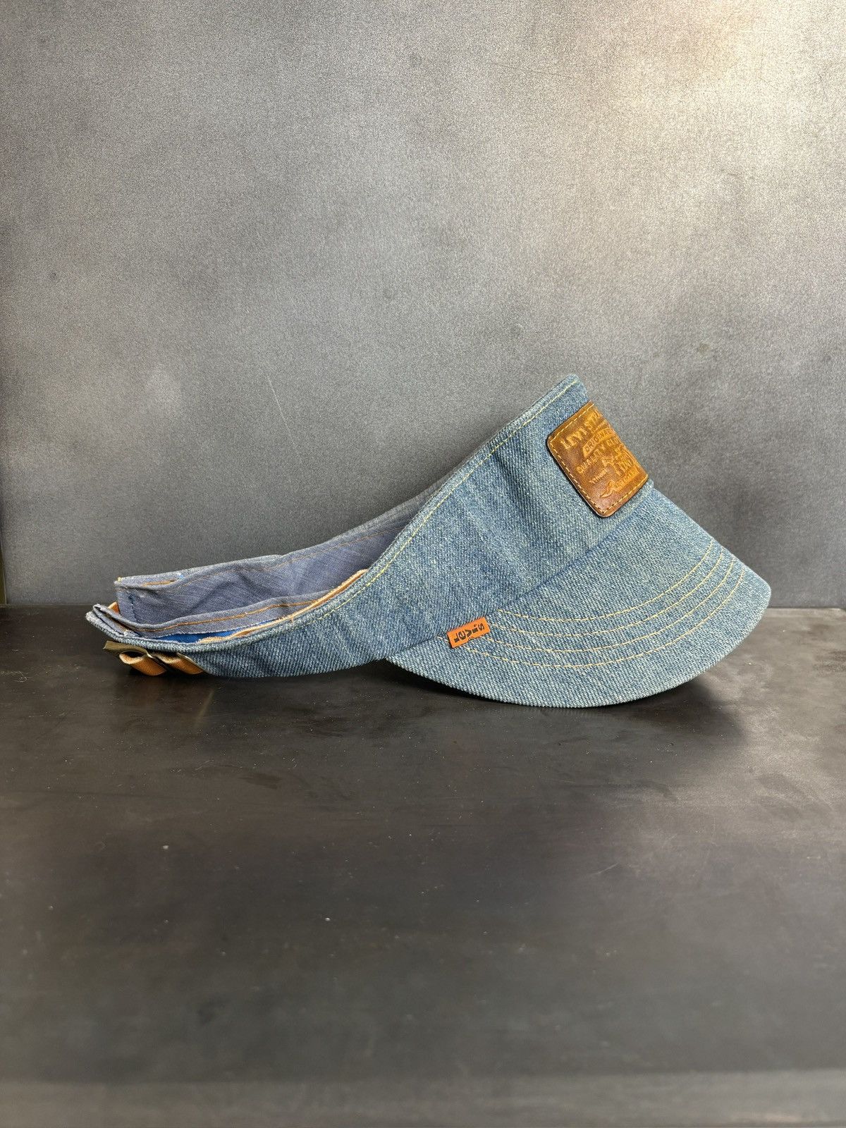 Levi's 1970s Levi's Orange Tab Hat 70s Vintage Levis Denim Visor US Size ONE SIZE - 1 Thumbnail