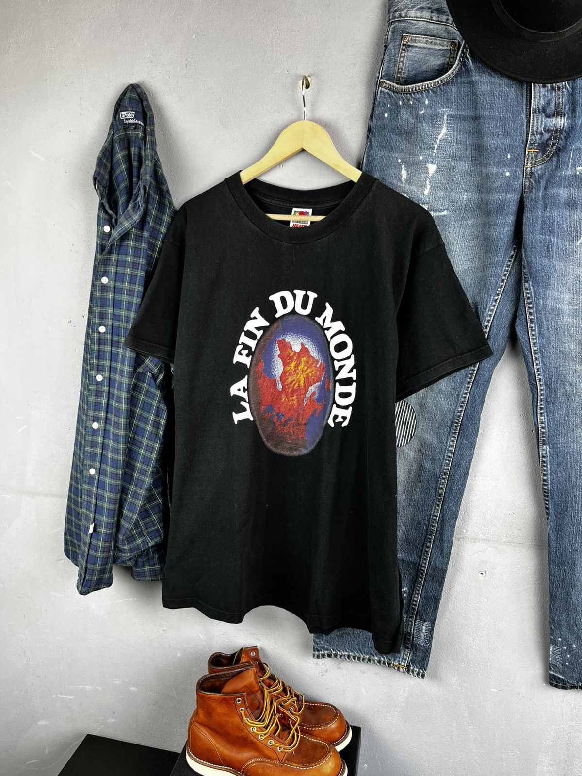 Vintage vintage la fin du monde 90s t shirt single stitch black Size US XL / EU 56 / 4 - 4 Thumbnail