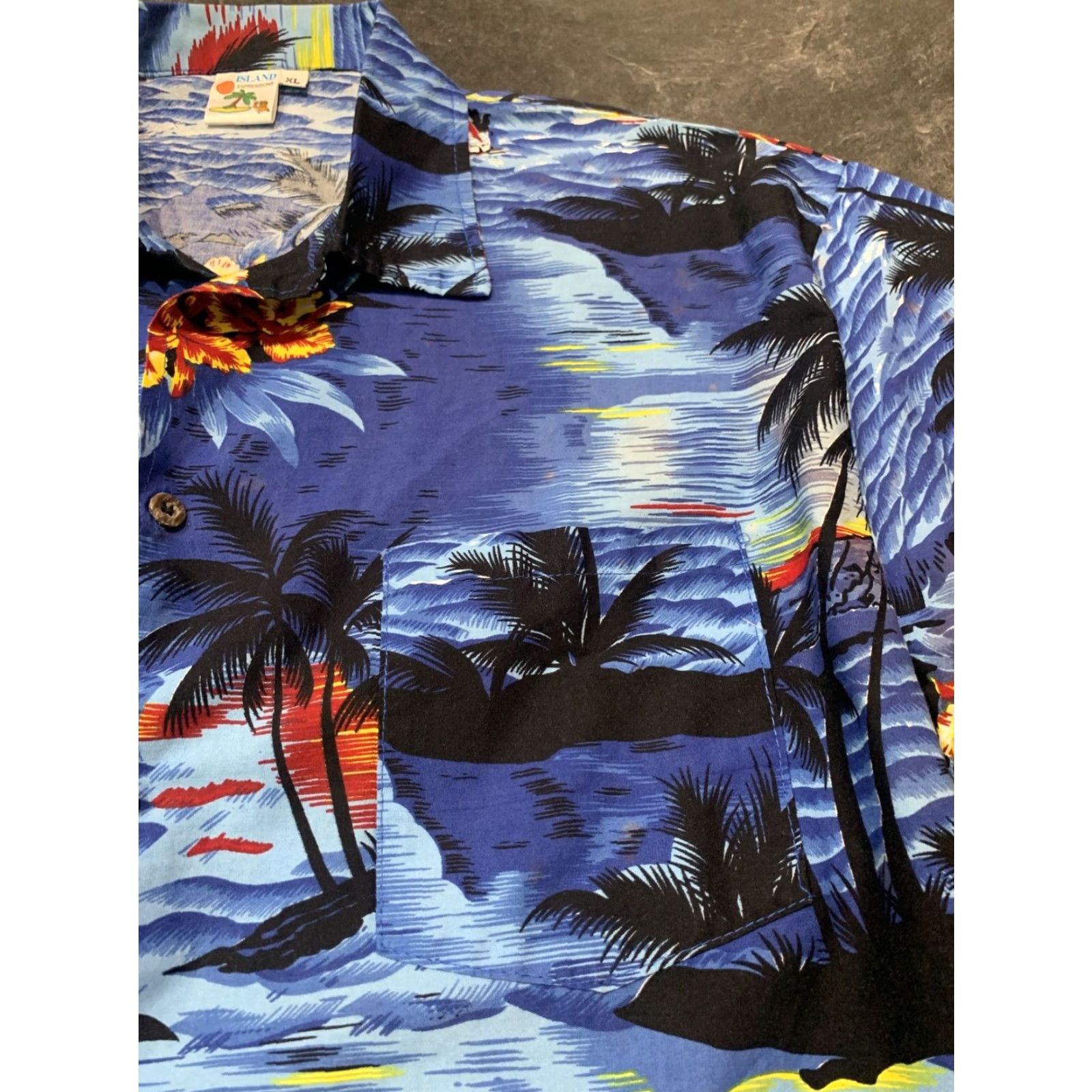 Vintage VINTAGE Island Expressions XL palms water Hawaiian button mens shirt Cotton Size US XL / EU 56 / 4 - 4 Thumbnail