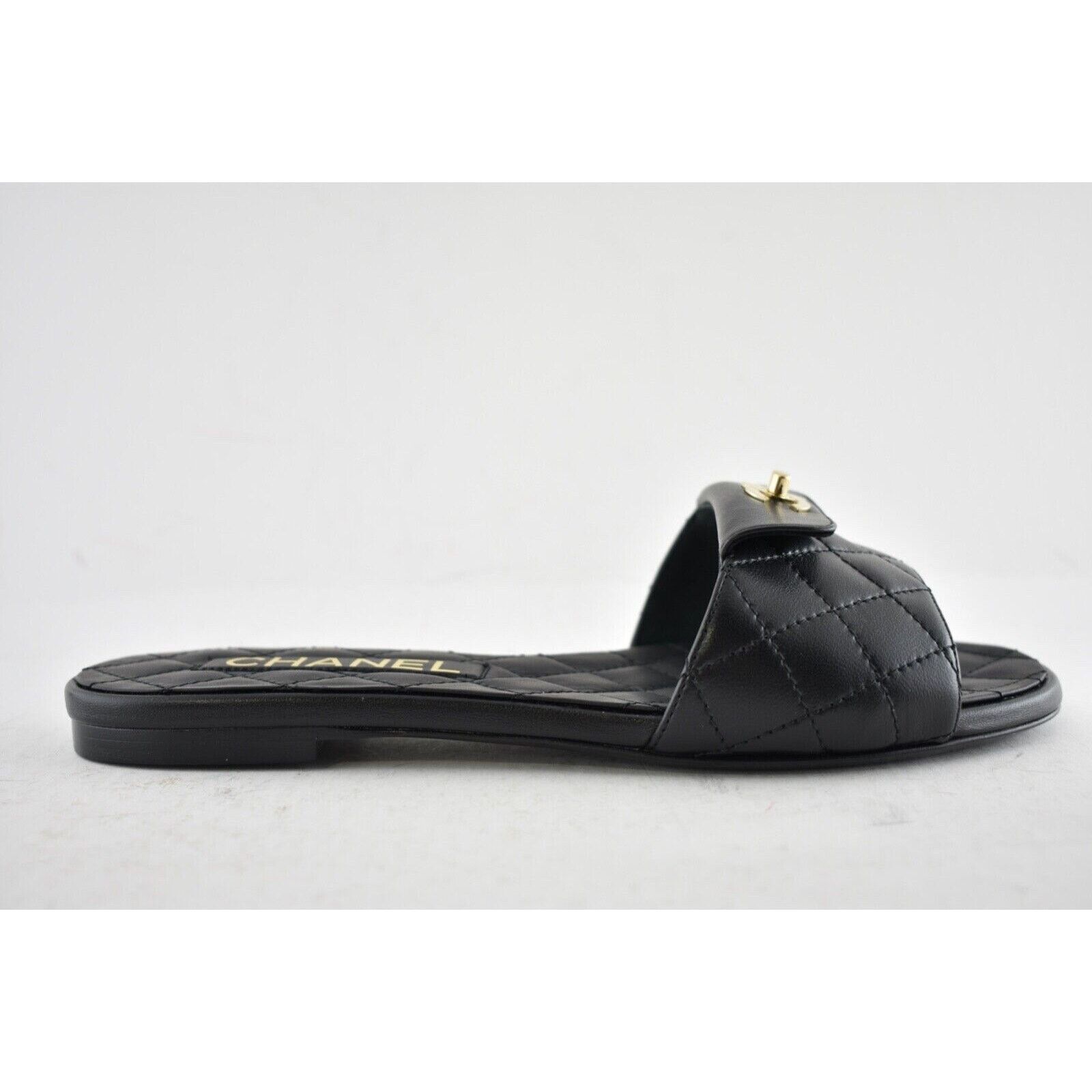 Chanel Chanel REV Black Turnlock Quilted Gold CC Logo Mules Slide Size US 7 / IT 37 - 2 Thumbnail
