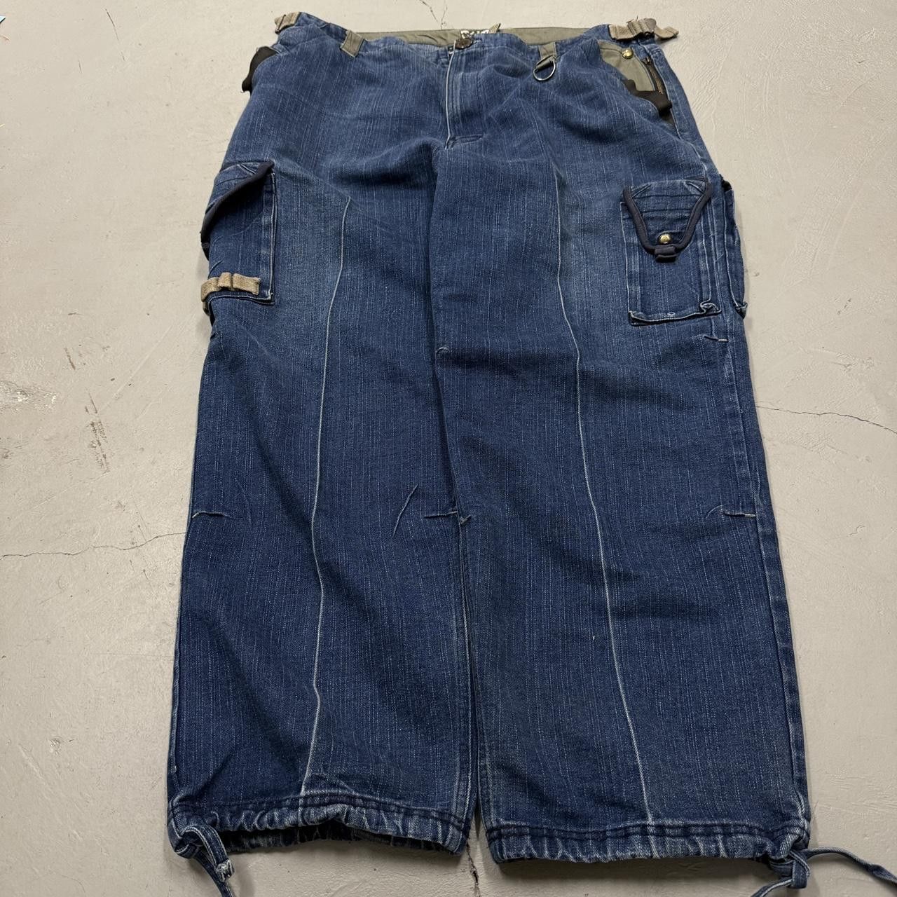 Vintage Y2K Raw Blue Baggy Cargo Jeans Military Style 42 x 31 Size US 42 / EU 58 - 2 Thumbnail