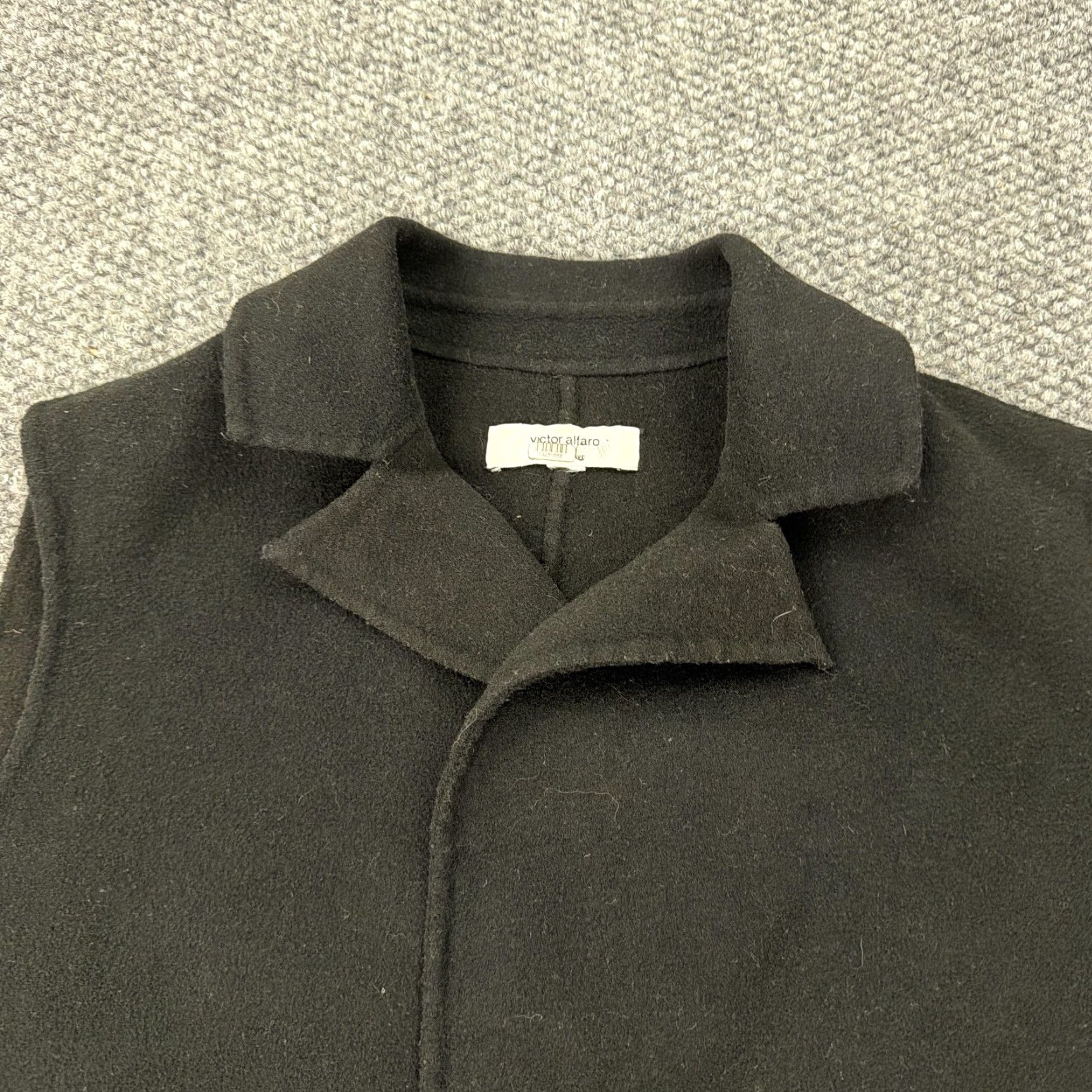 Vintage VIC TOR ALFARO Vest Womens Medium Black Wool Blend Long Overcoat Pockets Collared - Overcoat - Coat - Wool - Black - M - Womens Size M / US 6-8 / IT 42-44 - 2 Thumbnail