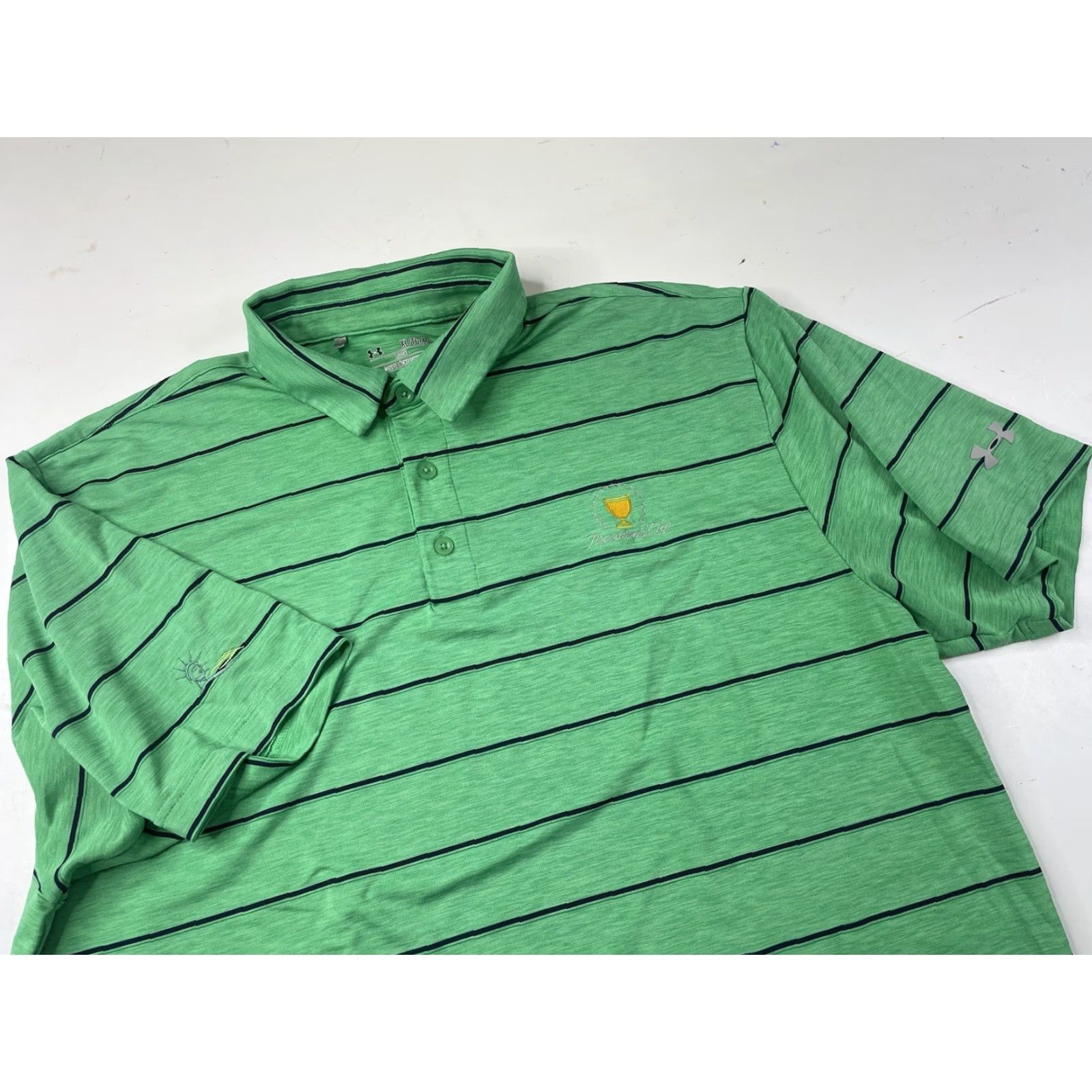 Under Armour Under Armour Golf Polo Shirt Striped Green Men XL Presidents Cup Liberty National Polo Shirt Golf Breathable Stretch Size US XL / EU 56 / 4 - 2 Thumbnail