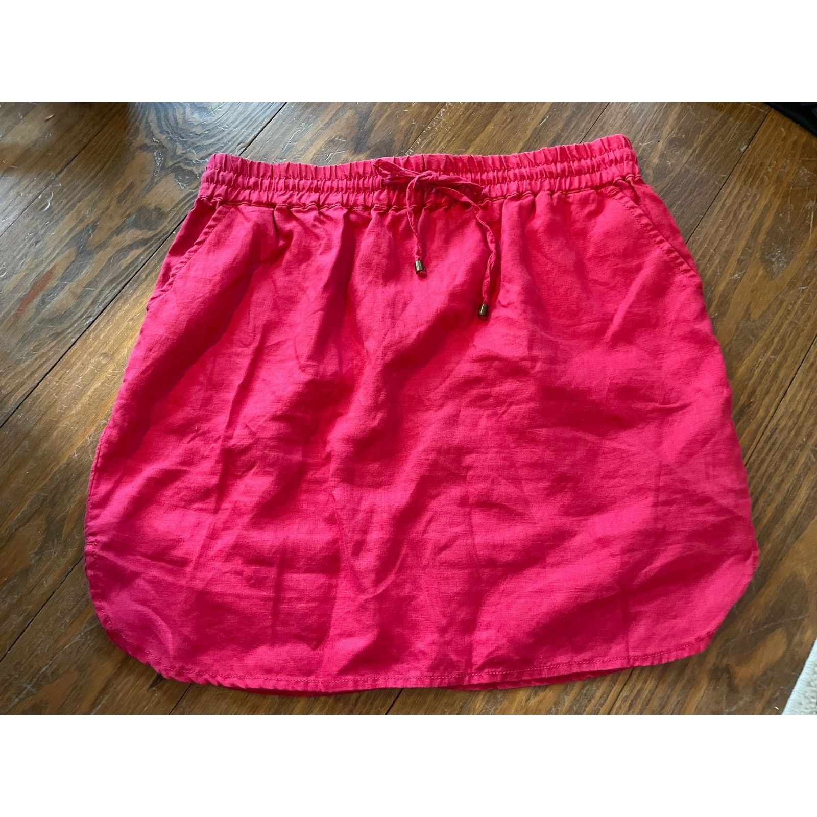 Willi Smith Willi Smith 100% linen Red Drawstring Waist Mini Skirt, M Size 28" / US 6 / IT 42 - 1 Thumbnail