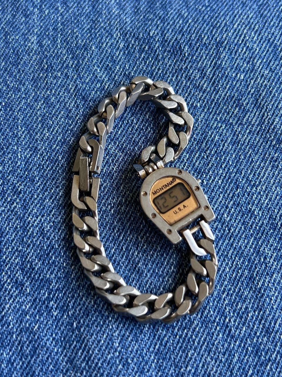 Hysteric Glamour x Vintage Digital 80's Japanese Style Futuristic Steel Watch in Black, Men's