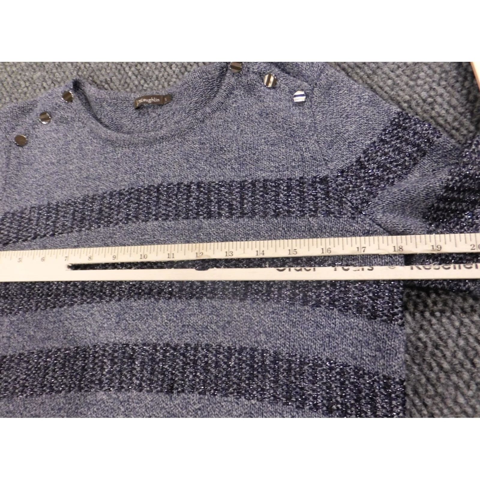 J.McLaughlin J. McLaughlin Womens Sweater Small purple Pullover striped crewneck Knit Stretch Bow Button Raglan Sleeve Christmas Womens Size S / US 4 / IT 40 - 5 Thumbnail