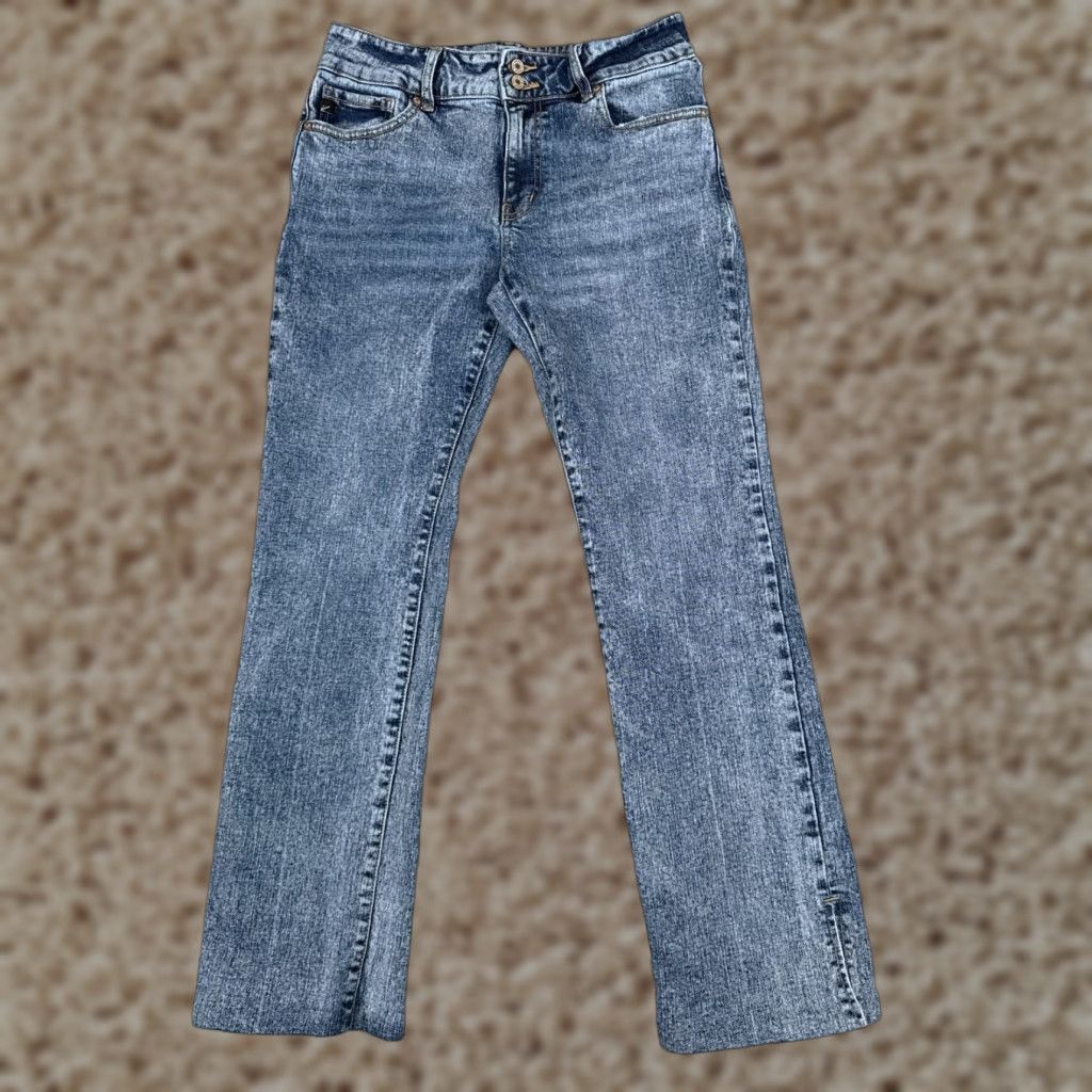 Vintage Kancan Jeans Womens Jeans Flared Mid Rise 29x30 Blue Denim 9 Juniors Stretch 5-Pocket Designer Vintage: No Size 30" / US 8 / IT 44 - 1 Thumbnail