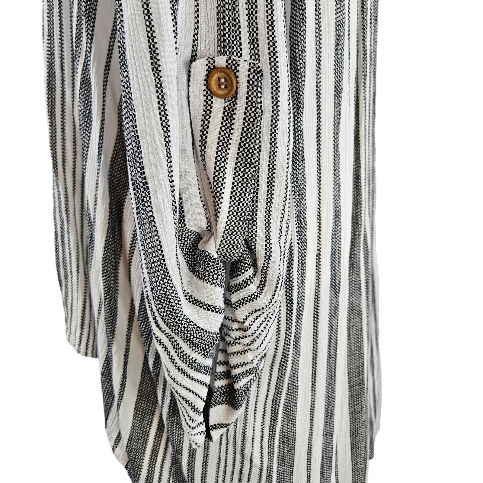 Other GIGIO USA Boho Hi-Lo Striped Blouse Sz. L Gray White Stripe Size L / US 10 / IT 46 - 4 Thumbnail